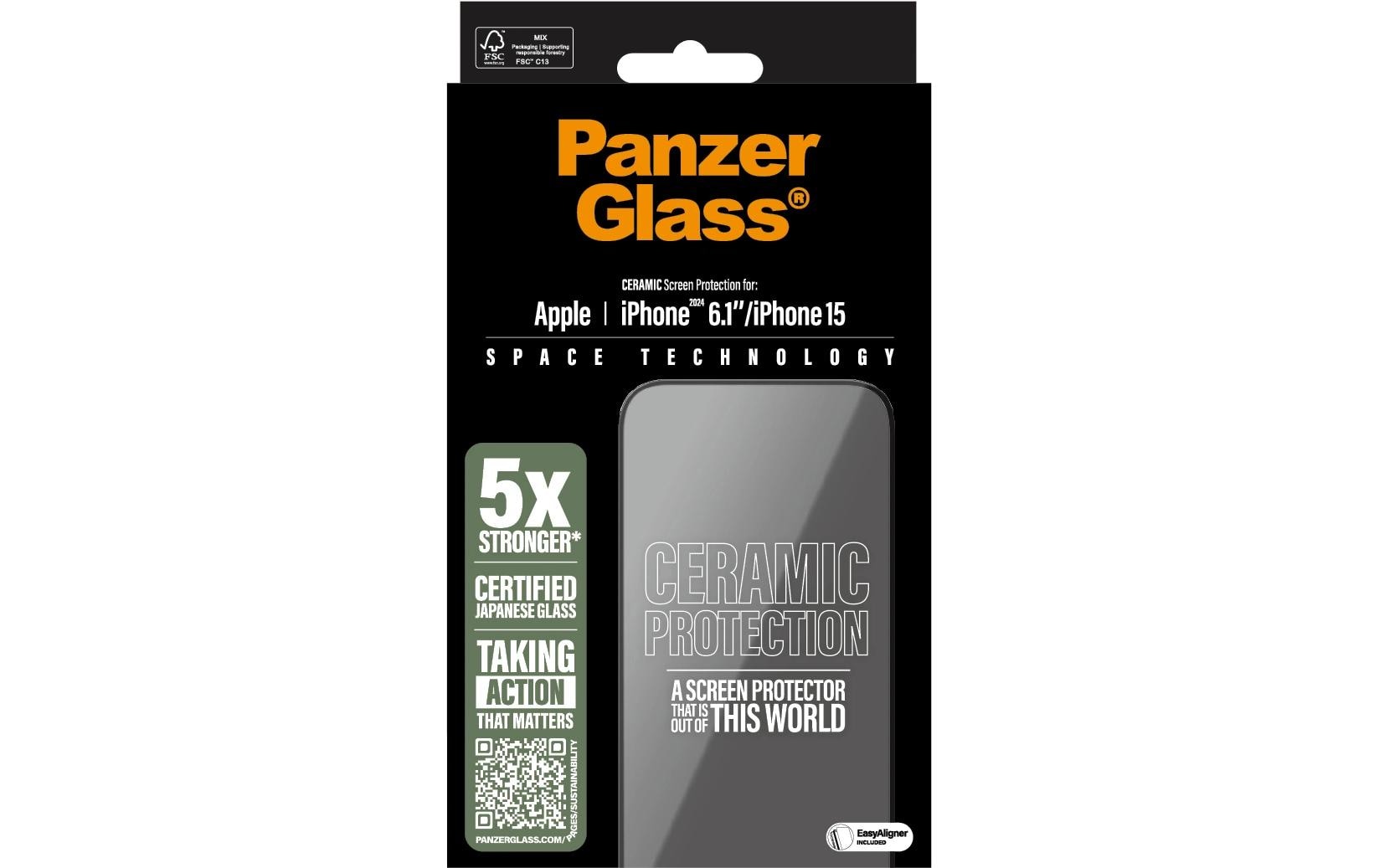 PanzerGlass Displayschutz (Panzerglas), Ultra-Wide Fit – für iPhone 16/iPhone 15 – mit Applikator