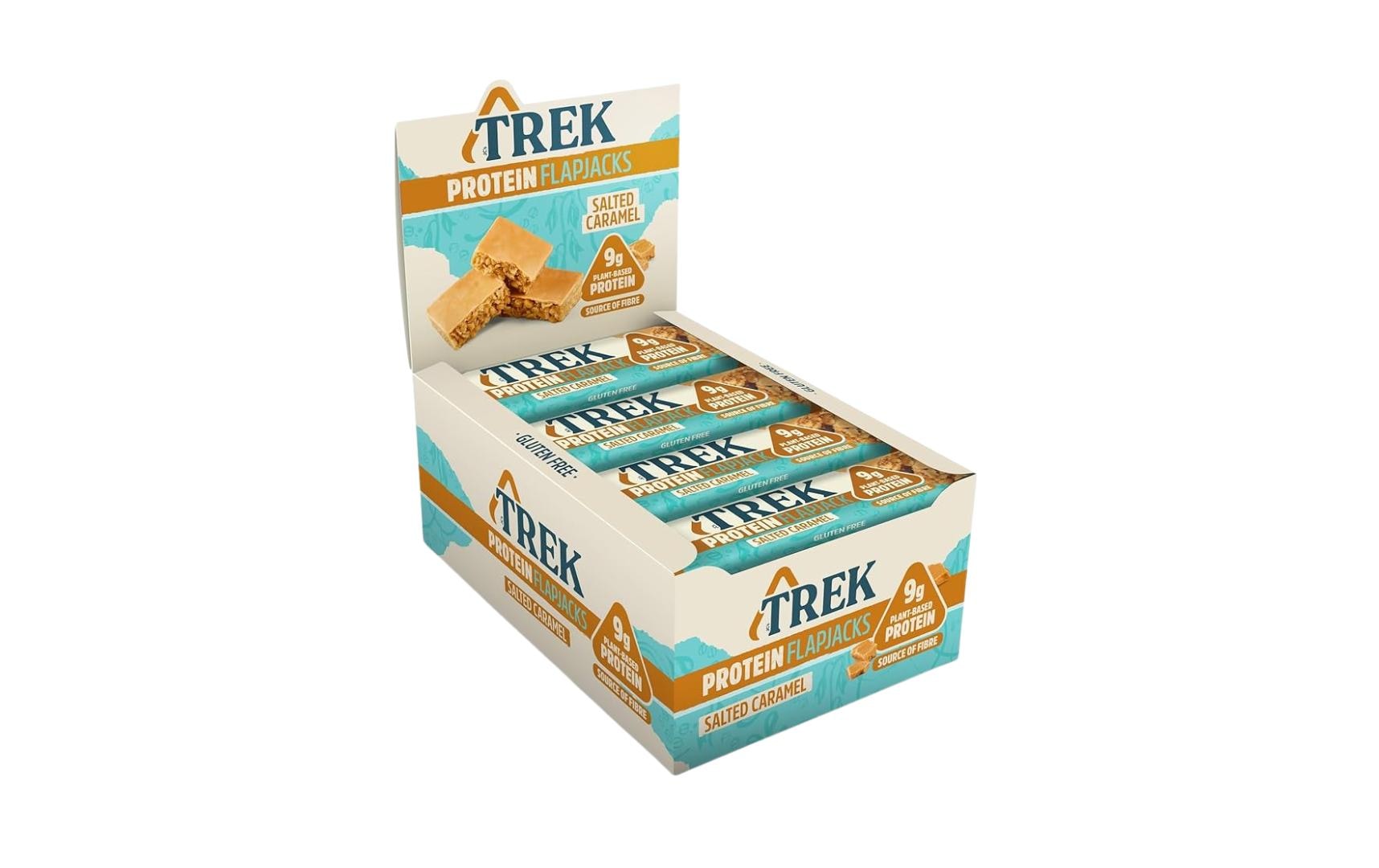 TREK Protein Flapjack Protein-Riegel – Gesalzenes Karamell, Vegan – 16 × 50 g