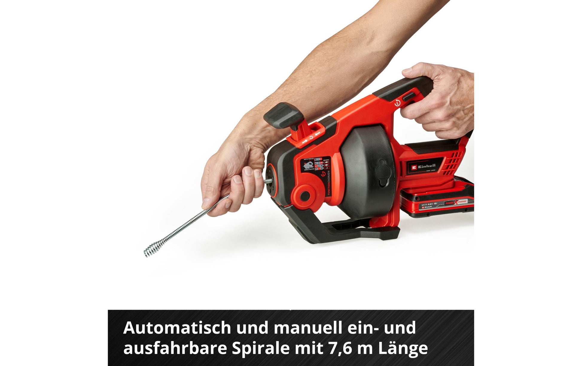 Einhell Akku-Rohrreiniger TE-DA 18/760 Li – 18 V (Power X-Change) – Solo – für Rohrleitungen