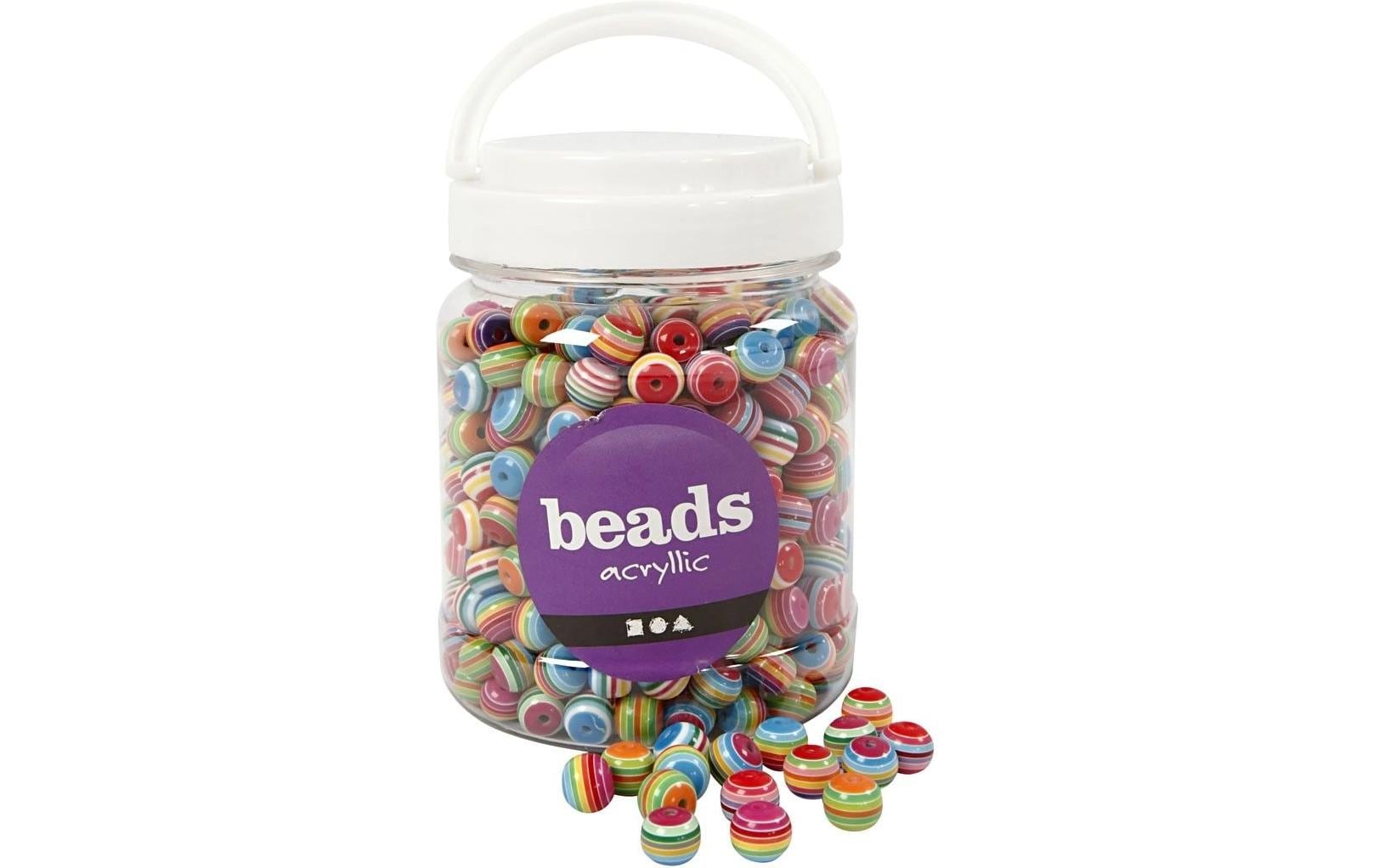Creativ Company Perlenset, rund, Acryl – mehrfarbig – Ø 10 mm, Loch 2,5 mm – 480 Stk.