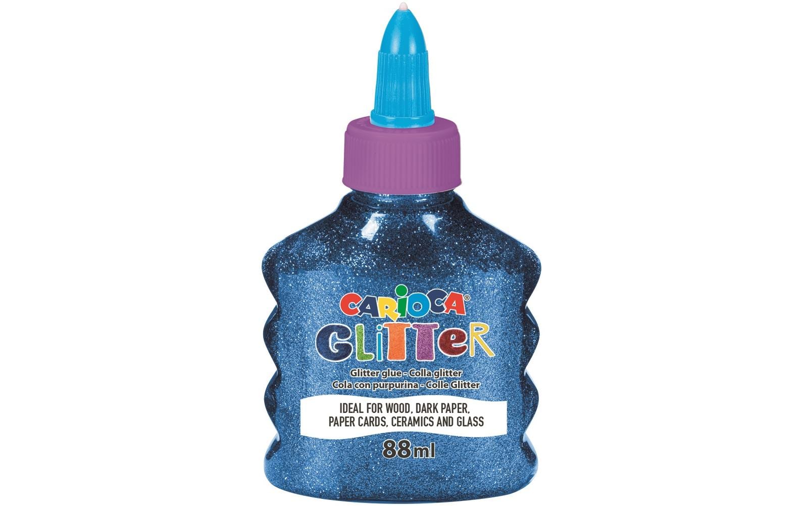 Carioca Glitzerkleber – Blau, 88 ml, für Karton