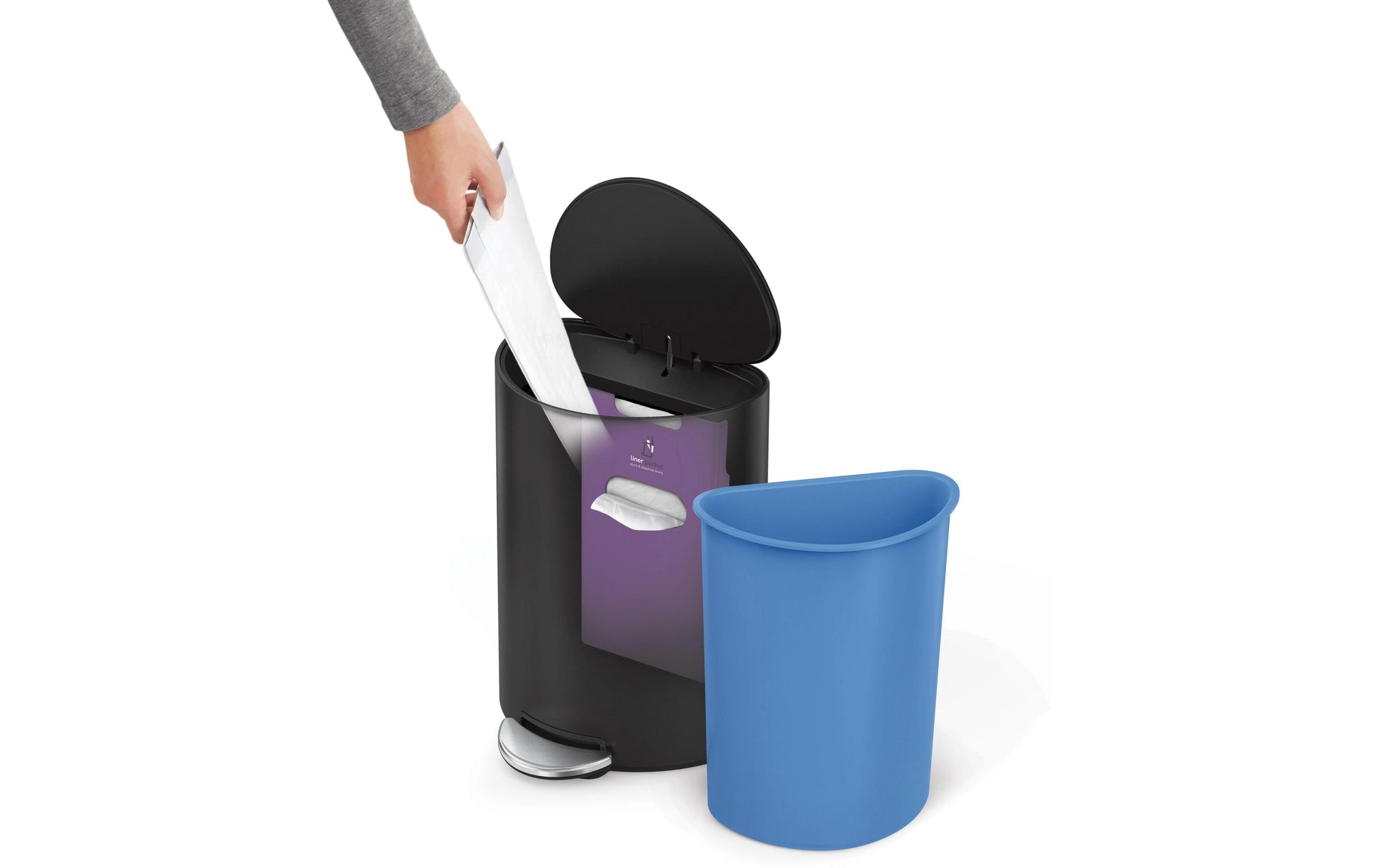 simplehuman Papierkorb – 6 l – Edelstahl – B × H × T 280 × 370 × 200 mm