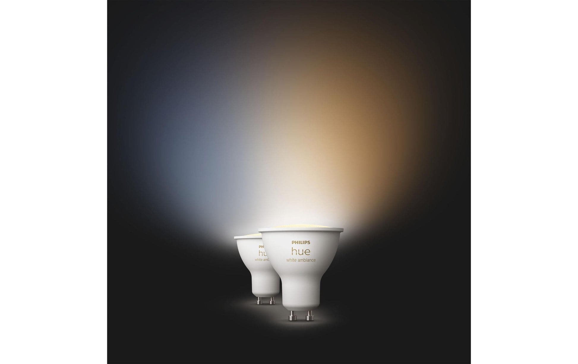 Philips Hue Smart-Leuchtmittel GU10 – 2200–6500 K, 400 lm, 4,2 W, Bluetooth/Zigbee – 2 Stk. – White Ambiance