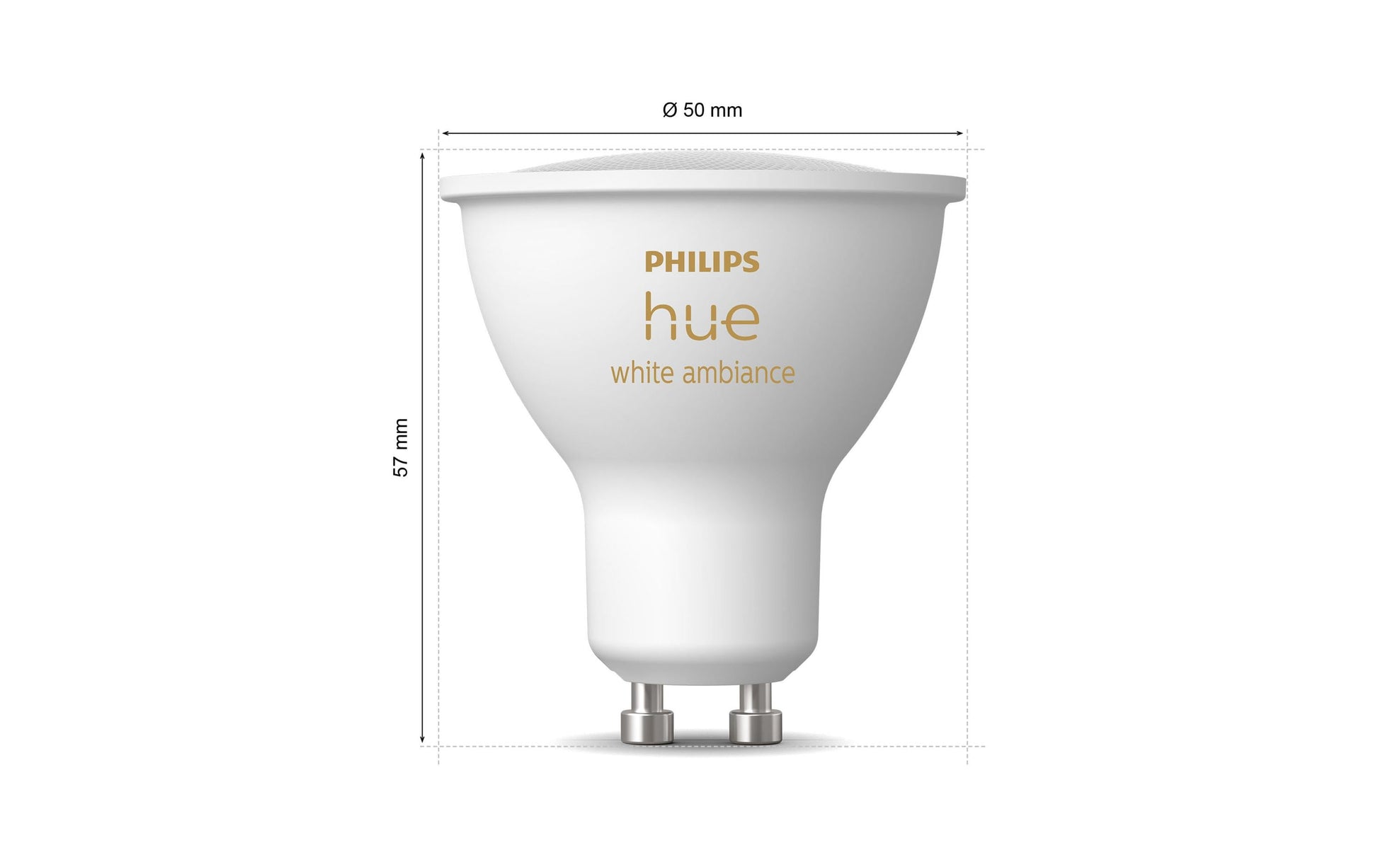 Philips Hue Smart-Leuchtmittel GU10 – 2200–6500 K, 400 lm, 4,2 W, Bluetooth/Zigbee – 2 Stk. – White Ambiance