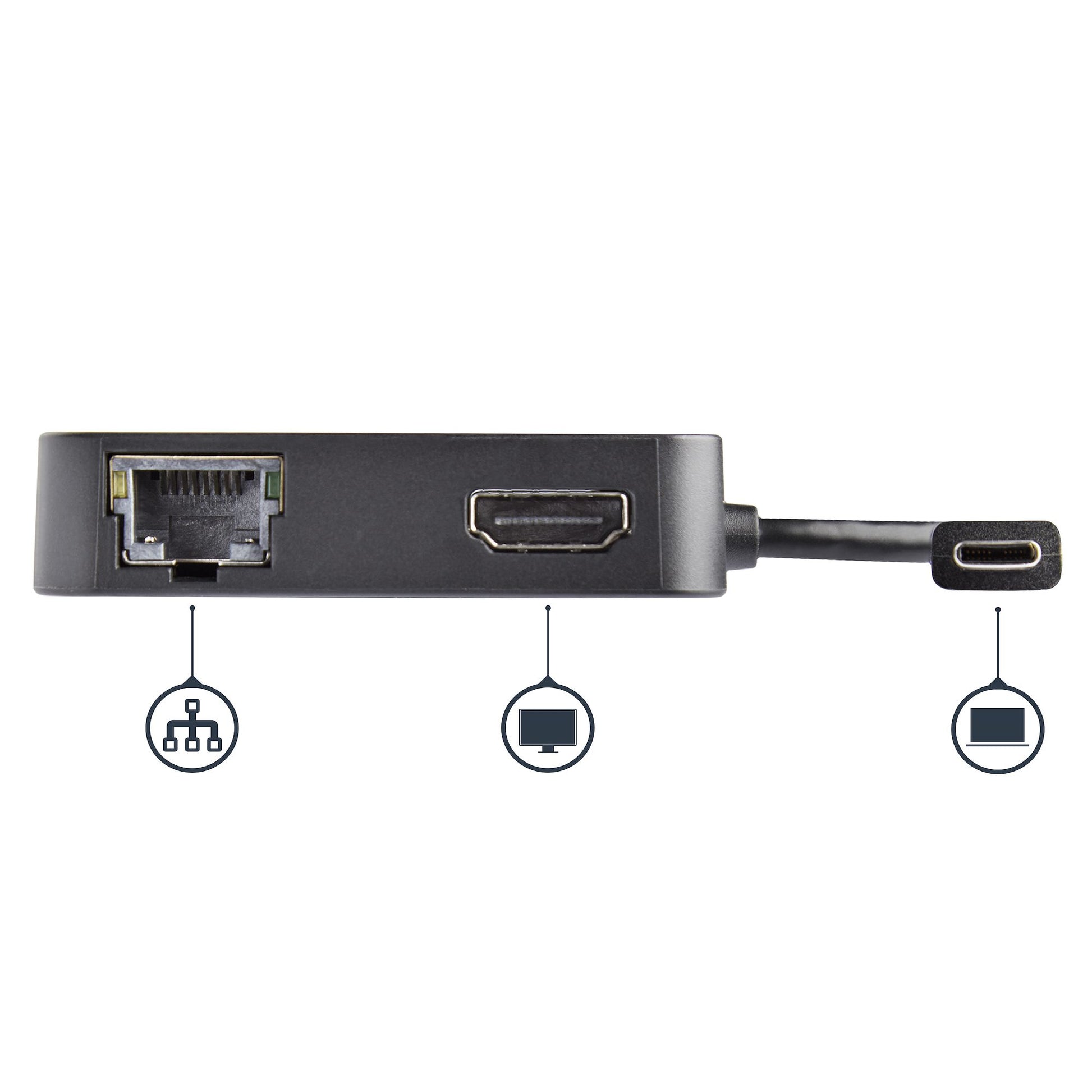 StarTech.com Multiport-Adapter – USB-C, 1× HDMI, 1× USB-A, GbE, für Windows/Mac/ChromeOS