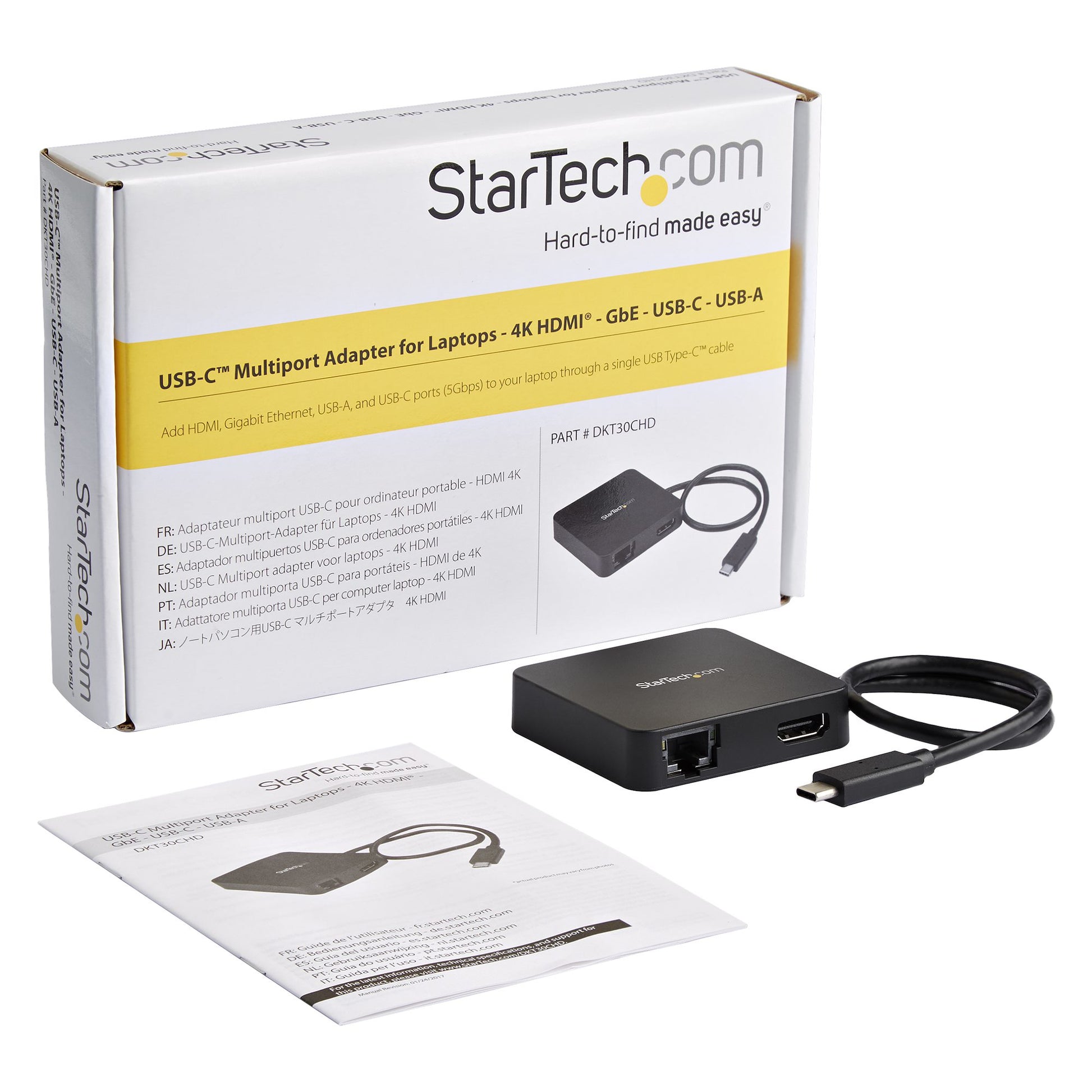 StarTech.com Multiport-Adapter – USB-C, 1× HDMI, 1× USB-A, GbE, für Windows/Mac/ChromeOS