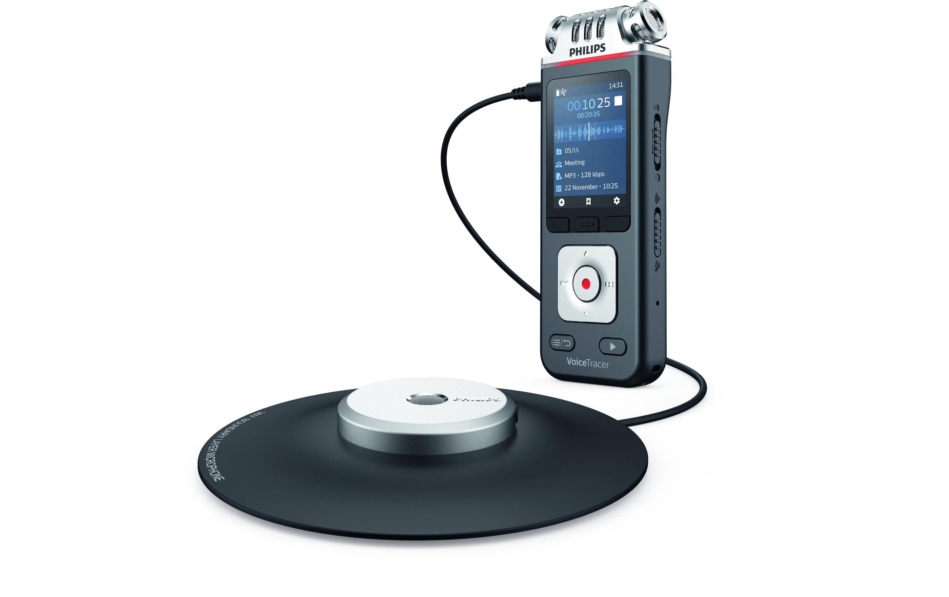 Philips VoiceTracer DVT8115 – Digitales Diktiergerät – 8 GB, mit Lautsprecher – Grau