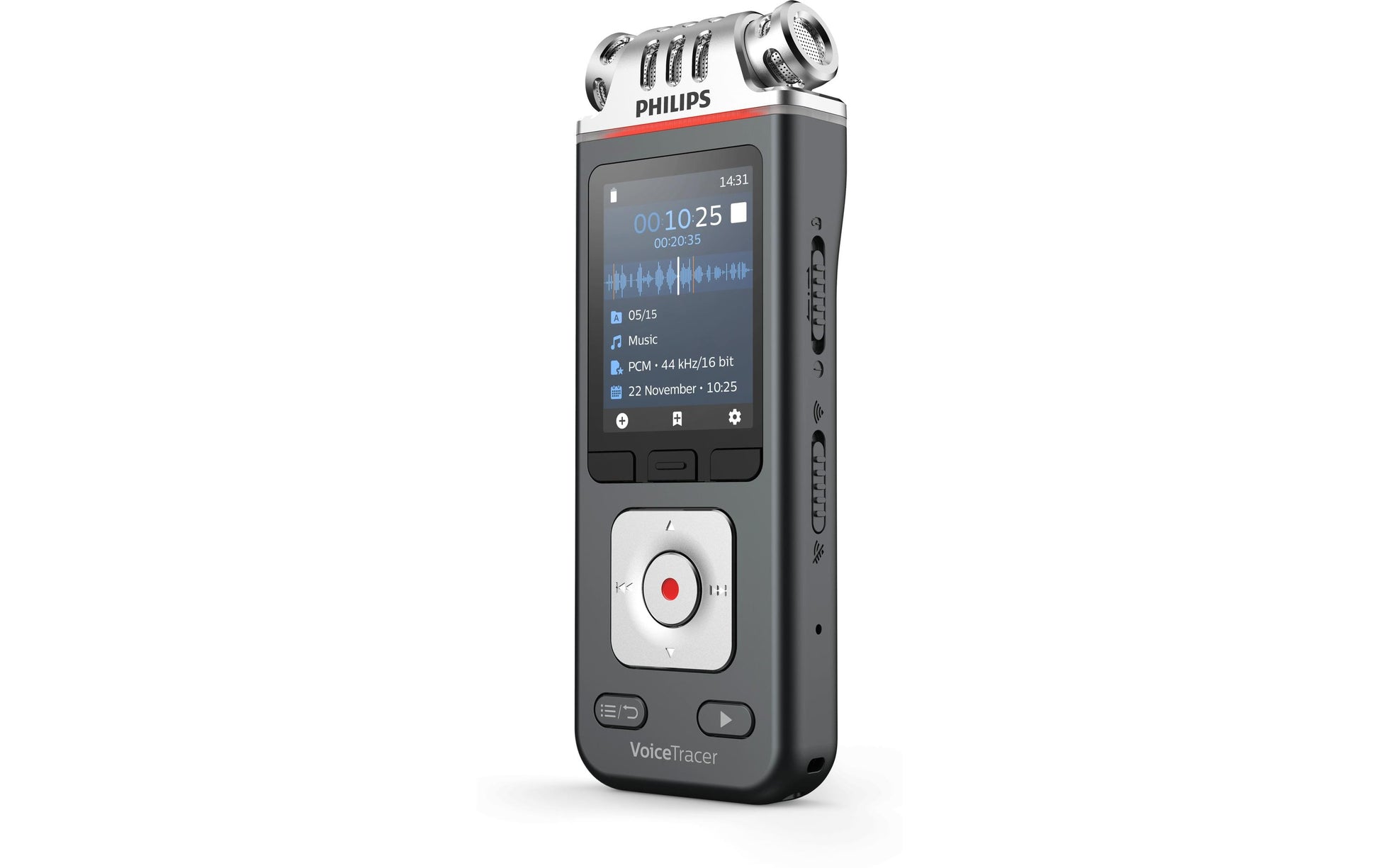Philips VoiceTracer DVT8115 – Digitales Diktiergerät – 8 GB, mit Lautsprecher – Grau