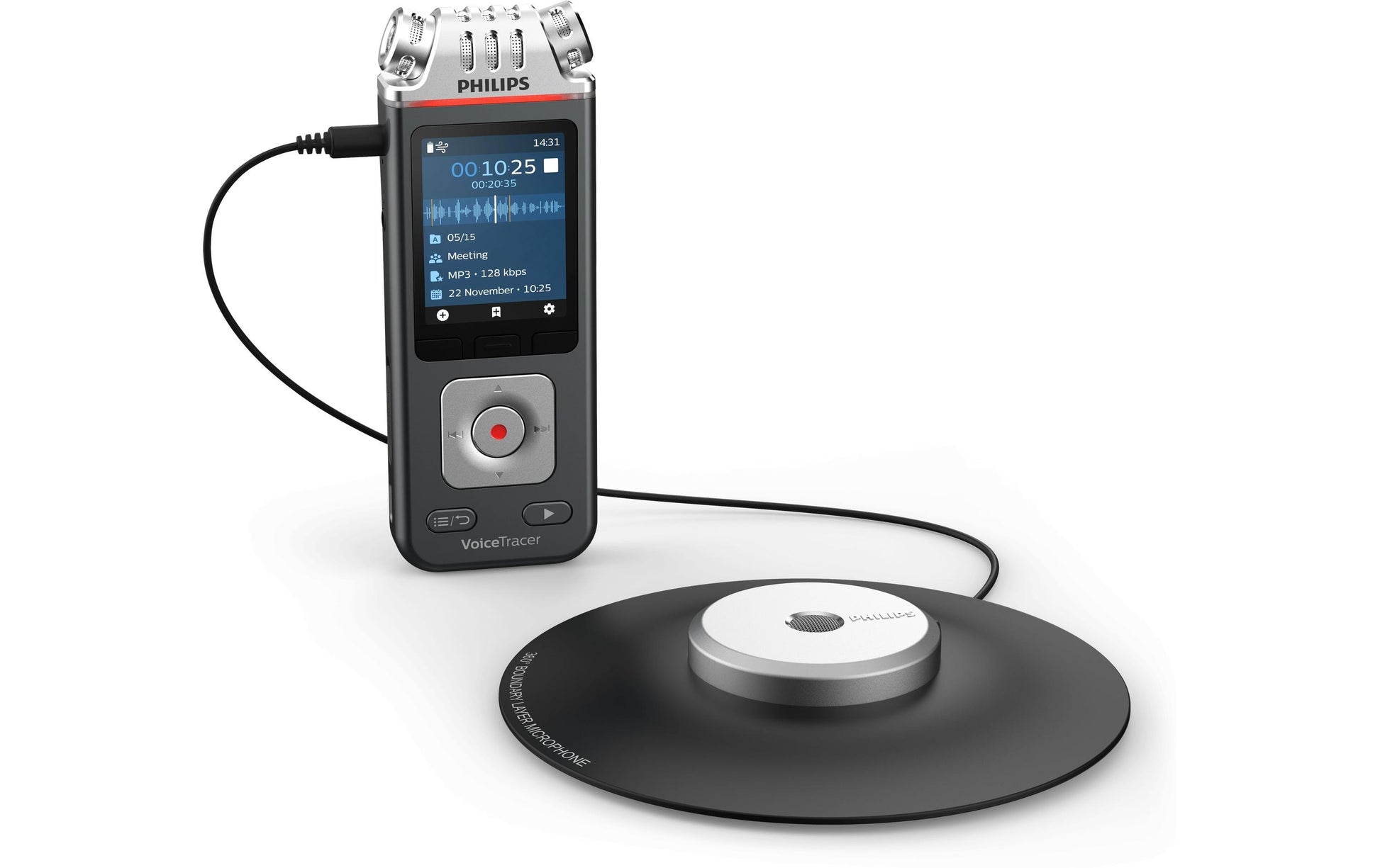 Philips VoiceTracer DVT8115 – Digitales Diktiergerät – 8 GB, mit Lautsprecher – Grau