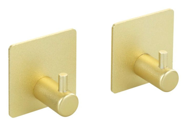 WENKO Haken – Aluminium – gold – selbstklebend – 45 × 45 × 30 mm – 2 Stück