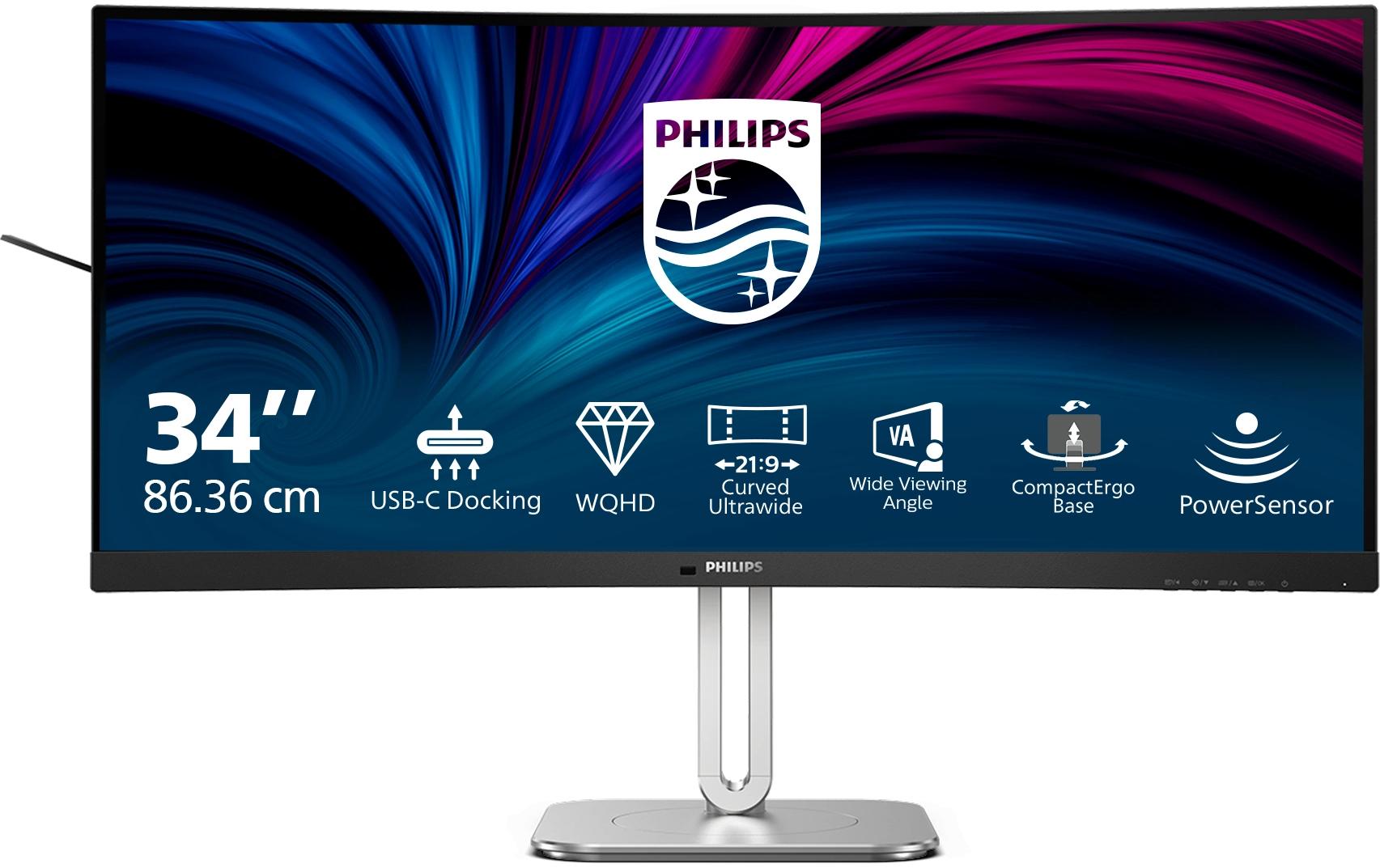 Philips 34B2U5600C/00 – Monitor, 34", VA, 120 Hz, 300 cd/m², KVM, USB-C, VESA 100 × 100, Schwarz
