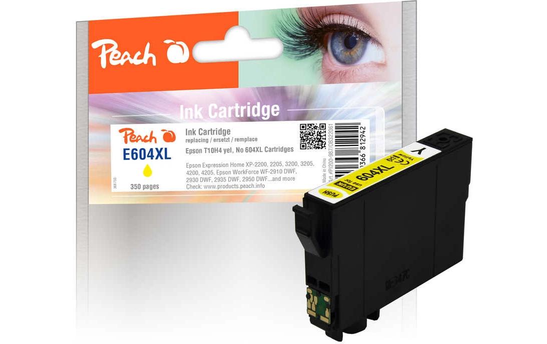 Peach 604XL Gelbe Tintenpatrone (Kompatibel) – 350 Seiten – für Epson Expression Home XP-2200/XP-3200/XP-4200