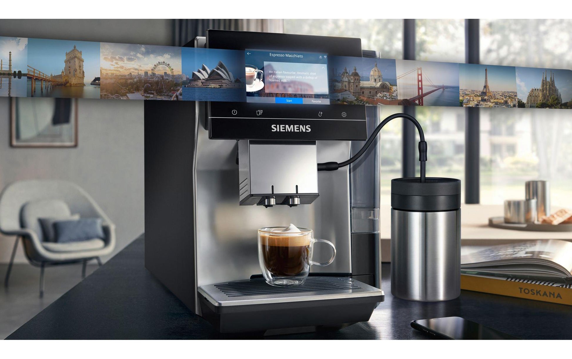 Siemens EQ700 TP715D01 Kaffeevollautomat – 19 bar, 2,4 l, 320 g, Keramik-Mahlwerk, Braun