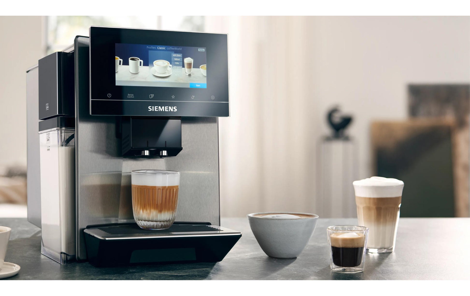 Siemens EQ900 TQ903DZ3 Kaffeevollautomat – 19 bar, 2,3 l, 410 g, Keramik-Mahlwerk, Edelstahl