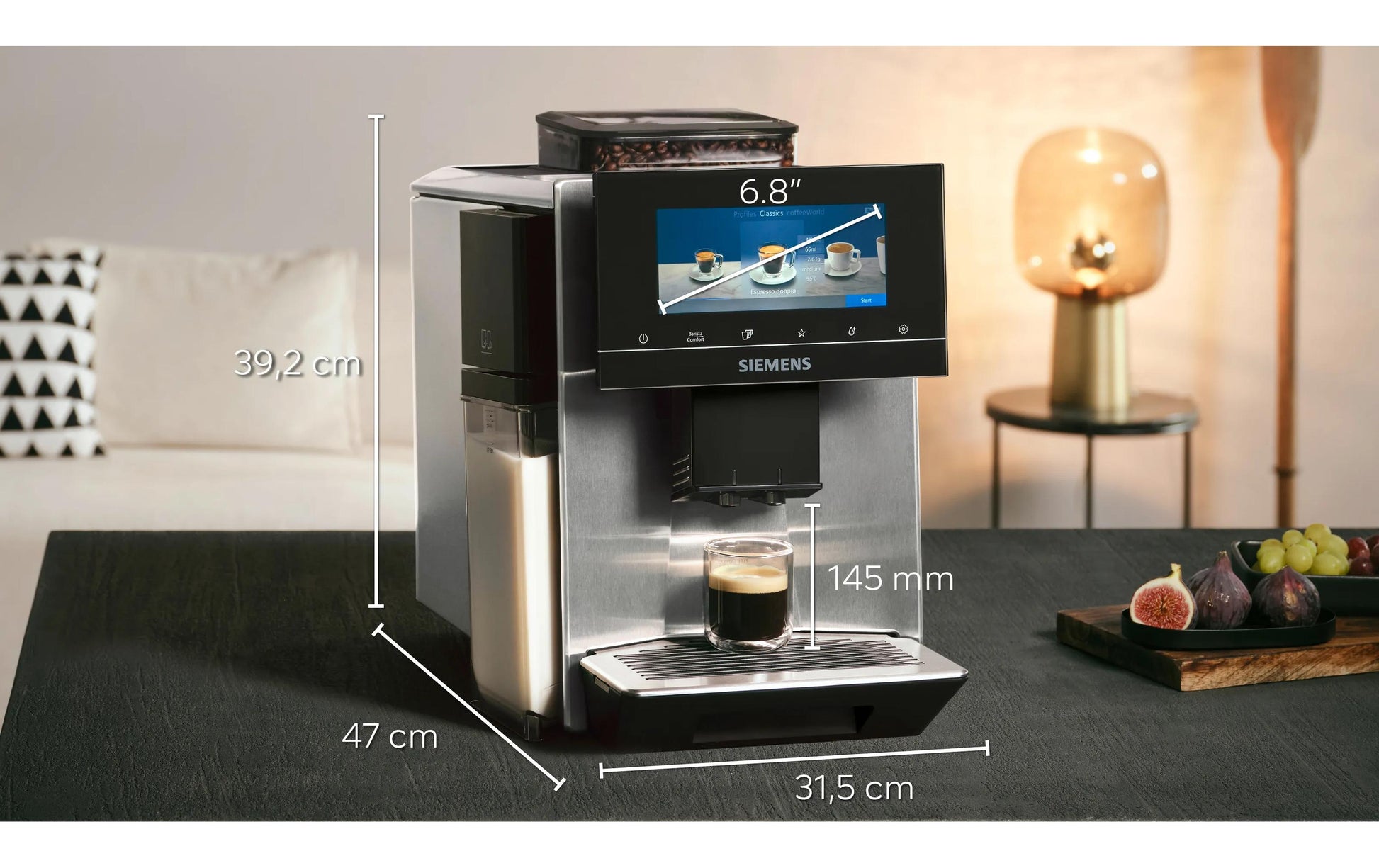 Siemens EQ900 TQ903DZ3 Kaffeevollautomat – 19 bar, 2,3 l, 410 g, Keramik-Mahlwerk, Edelstahl