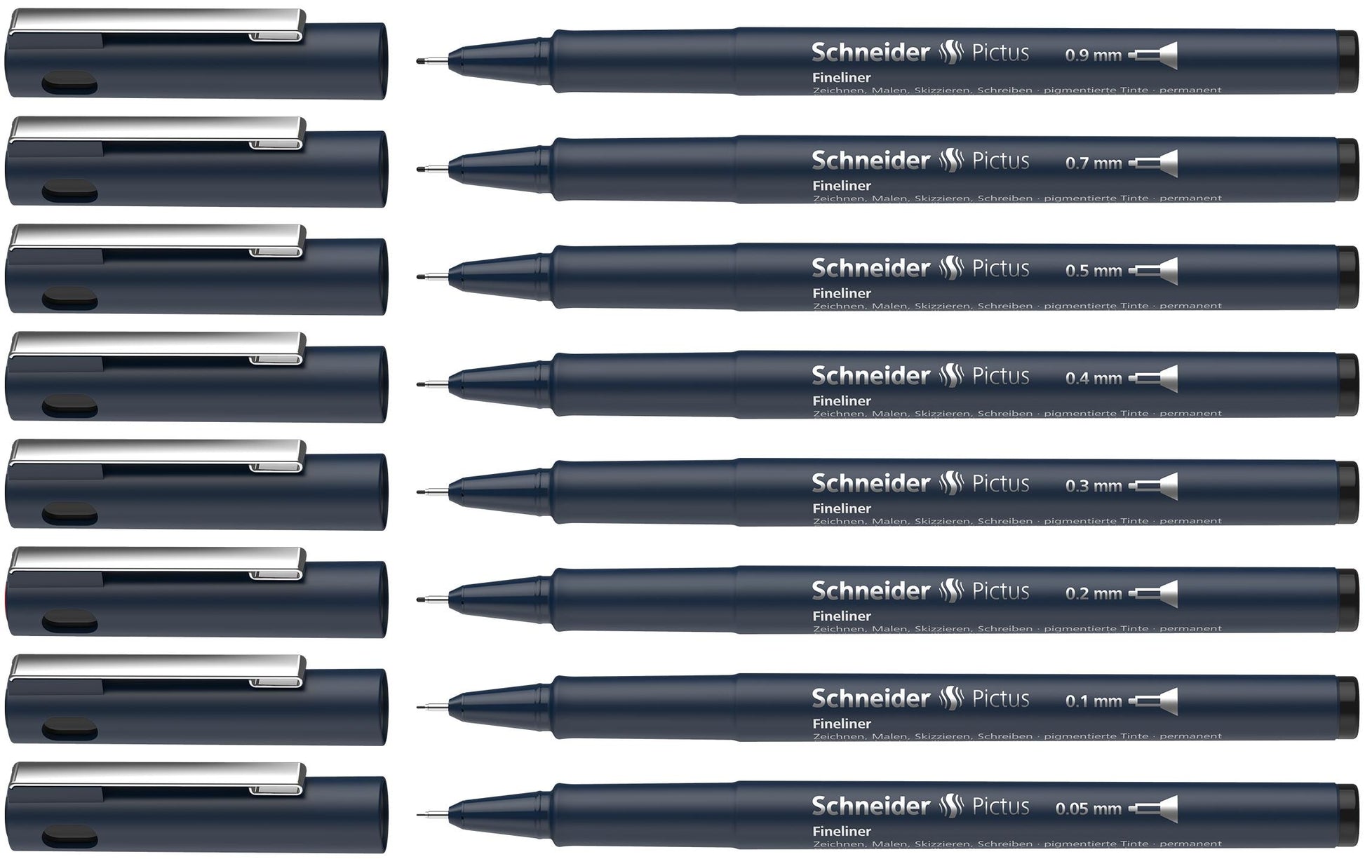 Schneider Schreibgeräte Pictus Fineliner – 8er-Set – Schwarz
