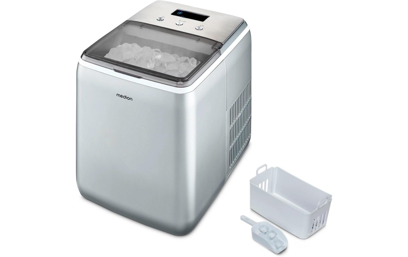 MEDION Eiswürfelmaschine MD 11950 – 15 kg/24 h, 2,6 l, grau/edelstahl