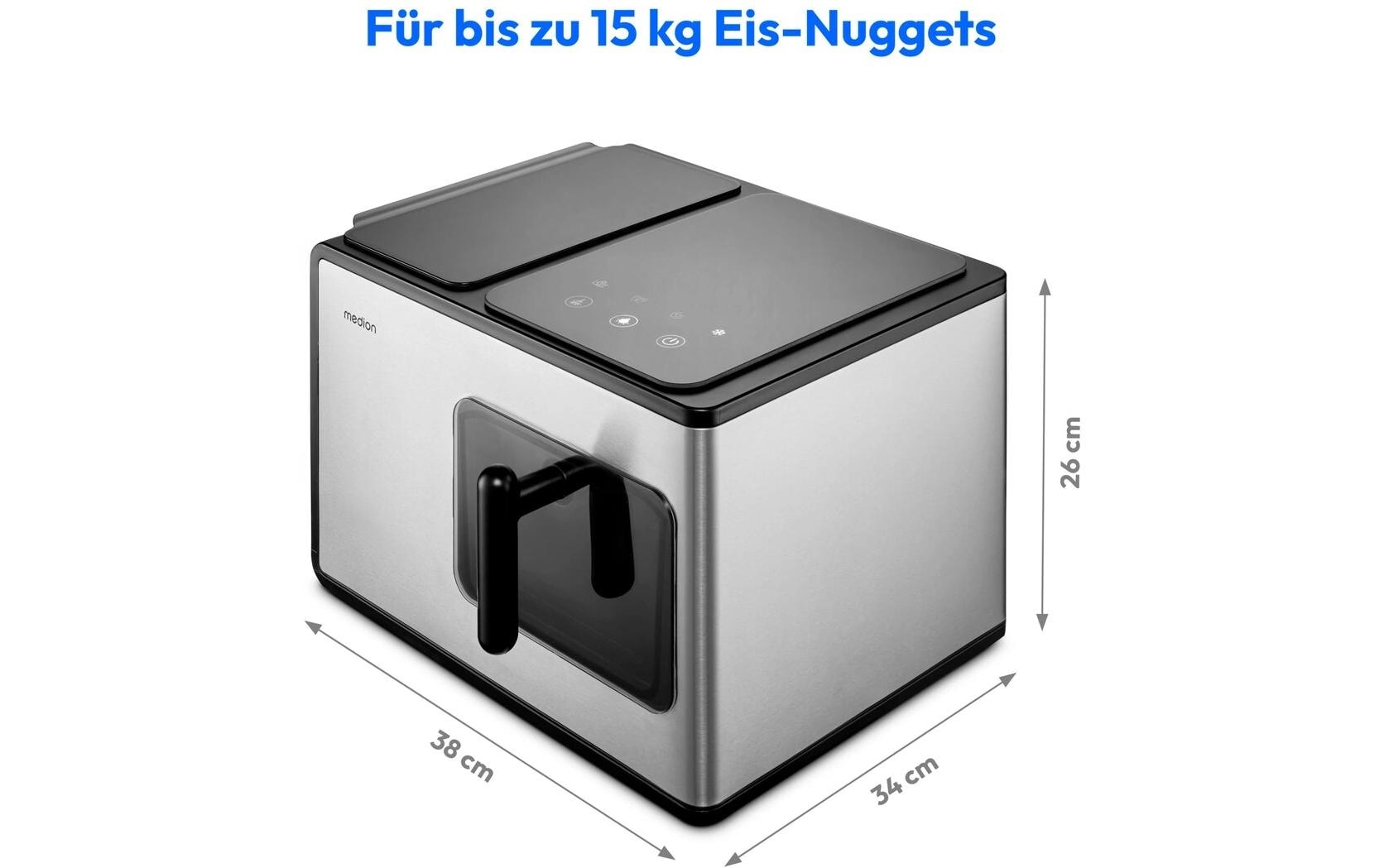 MEDION Eiswürfelmaschine MD 11960 – 15 kg/24 h, 2 l – schwarz/edelstahl