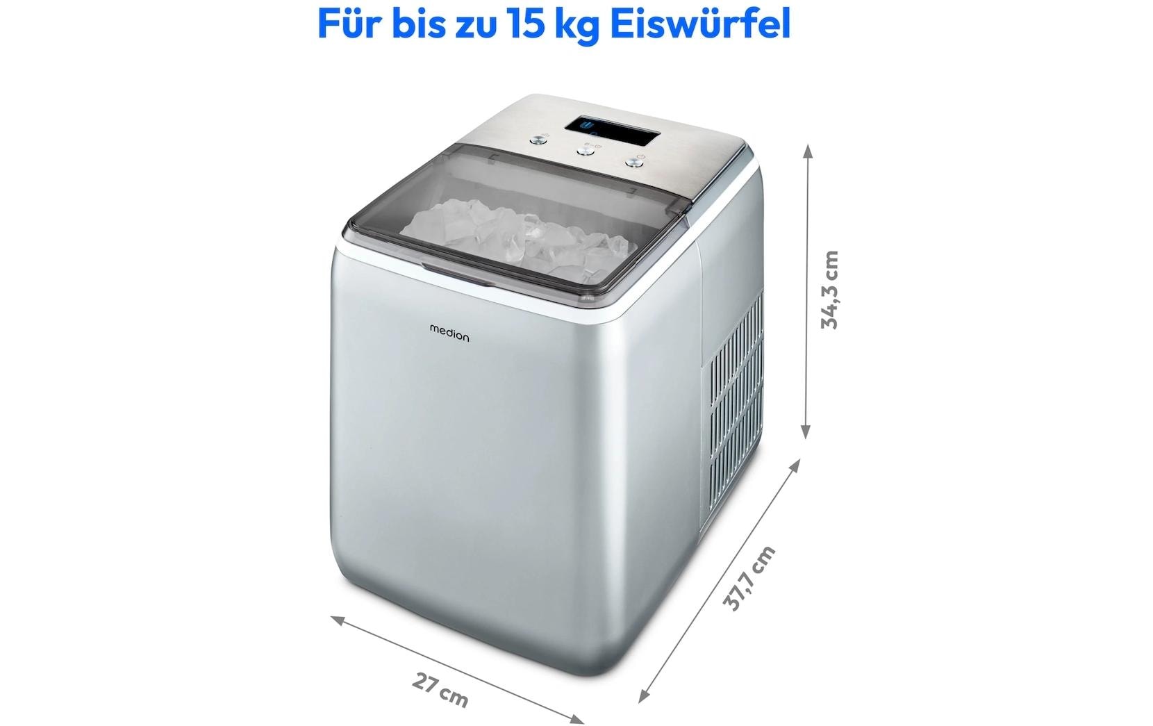 MEDION Eiswürfelmaschine MD 11950 – 15 kg/24 h, 2,6 l, grau/edelstahl