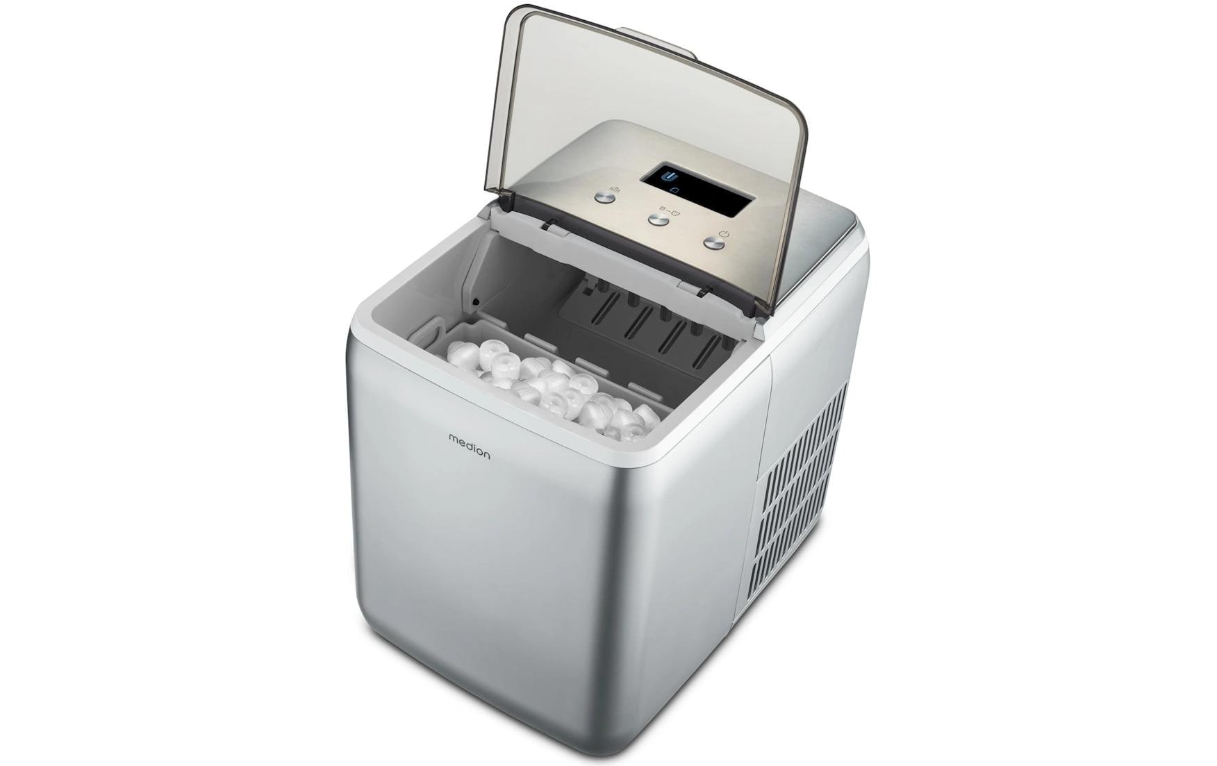 MEDION Eiswürfelmaschine MD 11950 – 15 kg/24 h, 2,6 l, grau/edelstahl