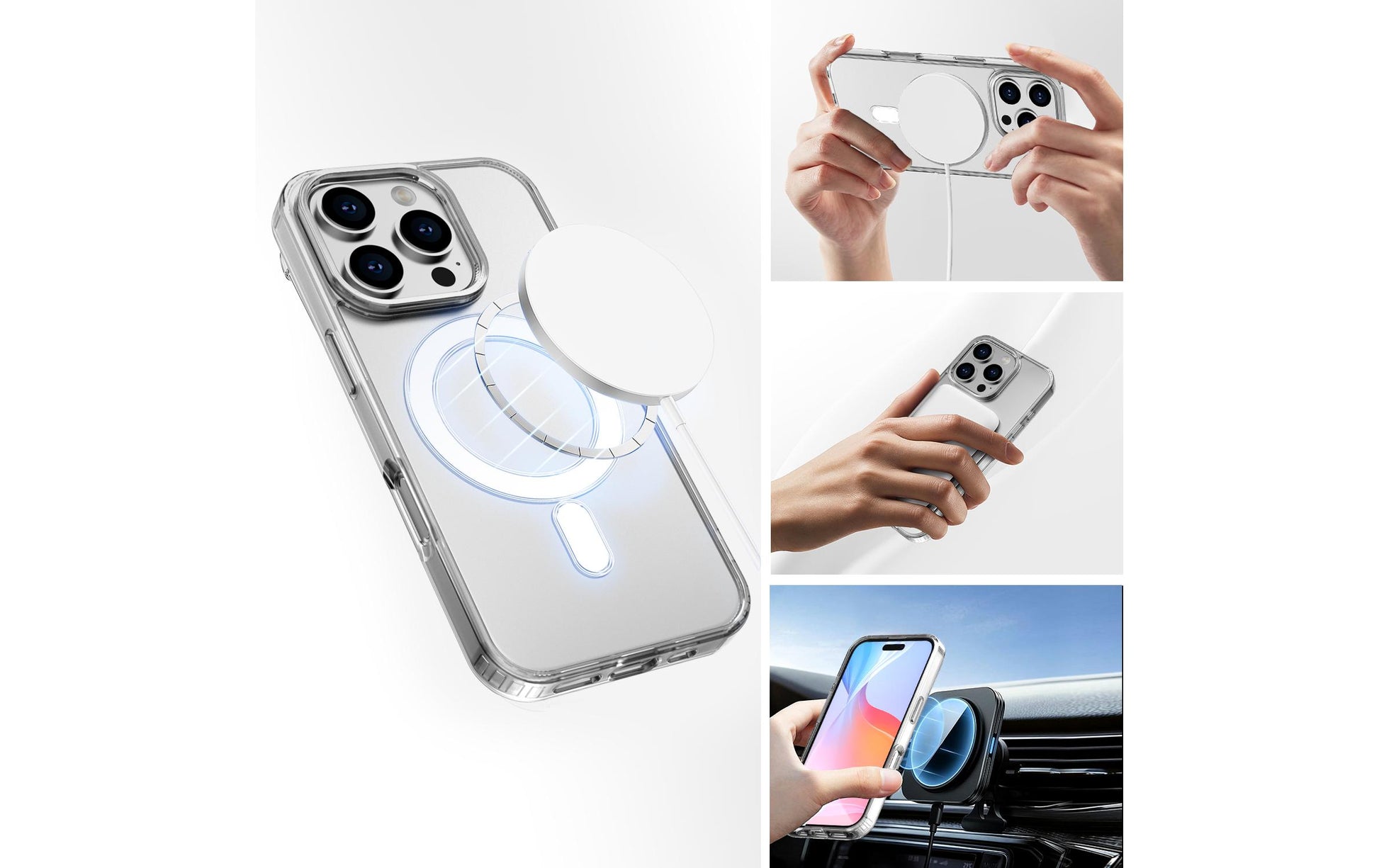 4smarts 3-in-1 Starter-Set (Glas, Hülle, Ladegerät) – für iPhone 16 Pro – Transparent