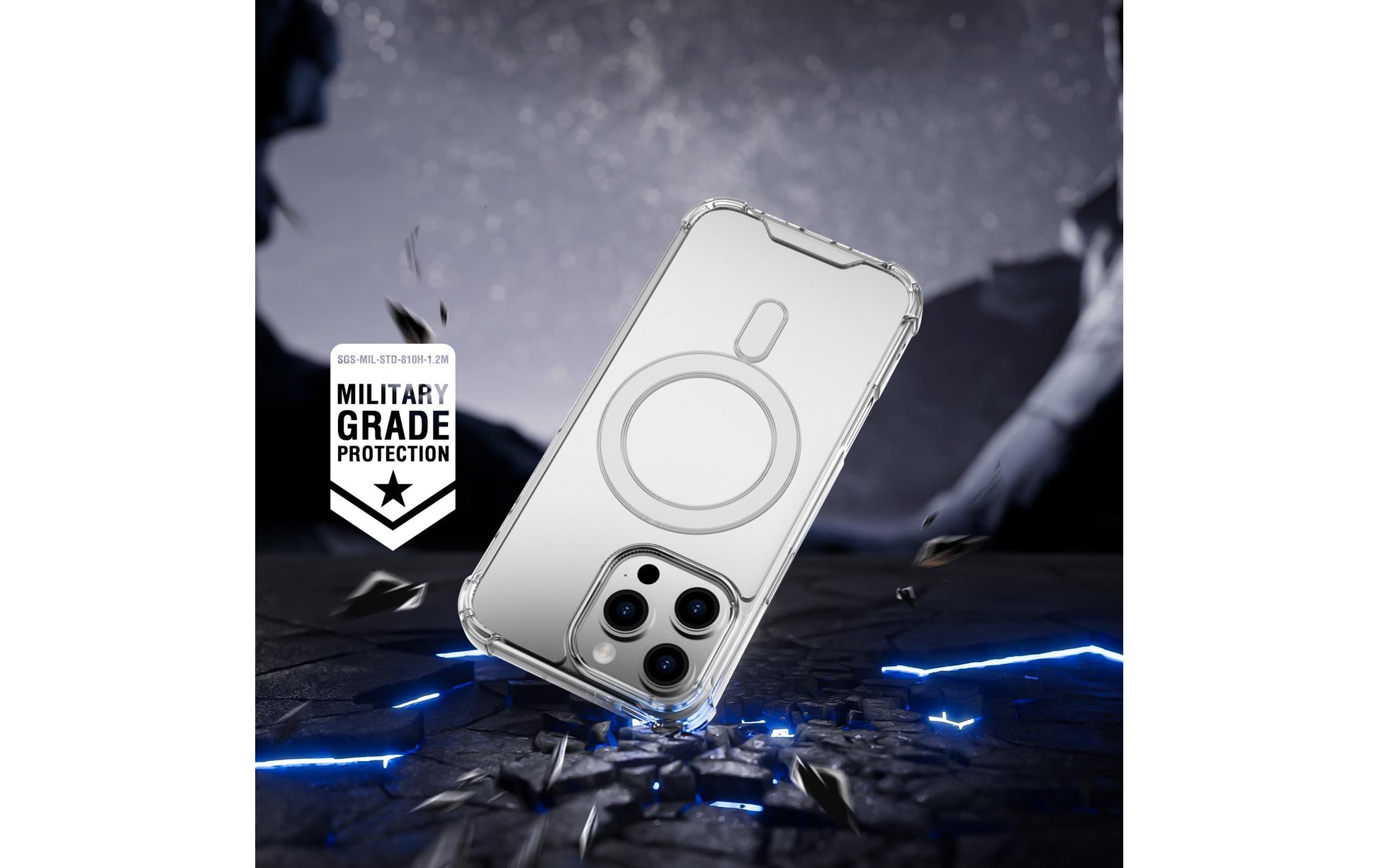 4smarts Hybrid Case Ibiza – Backcover – für Apple iPhone 16 Pro Max, PC+TPU, Transparent, bis 1,2 m sturzsicher