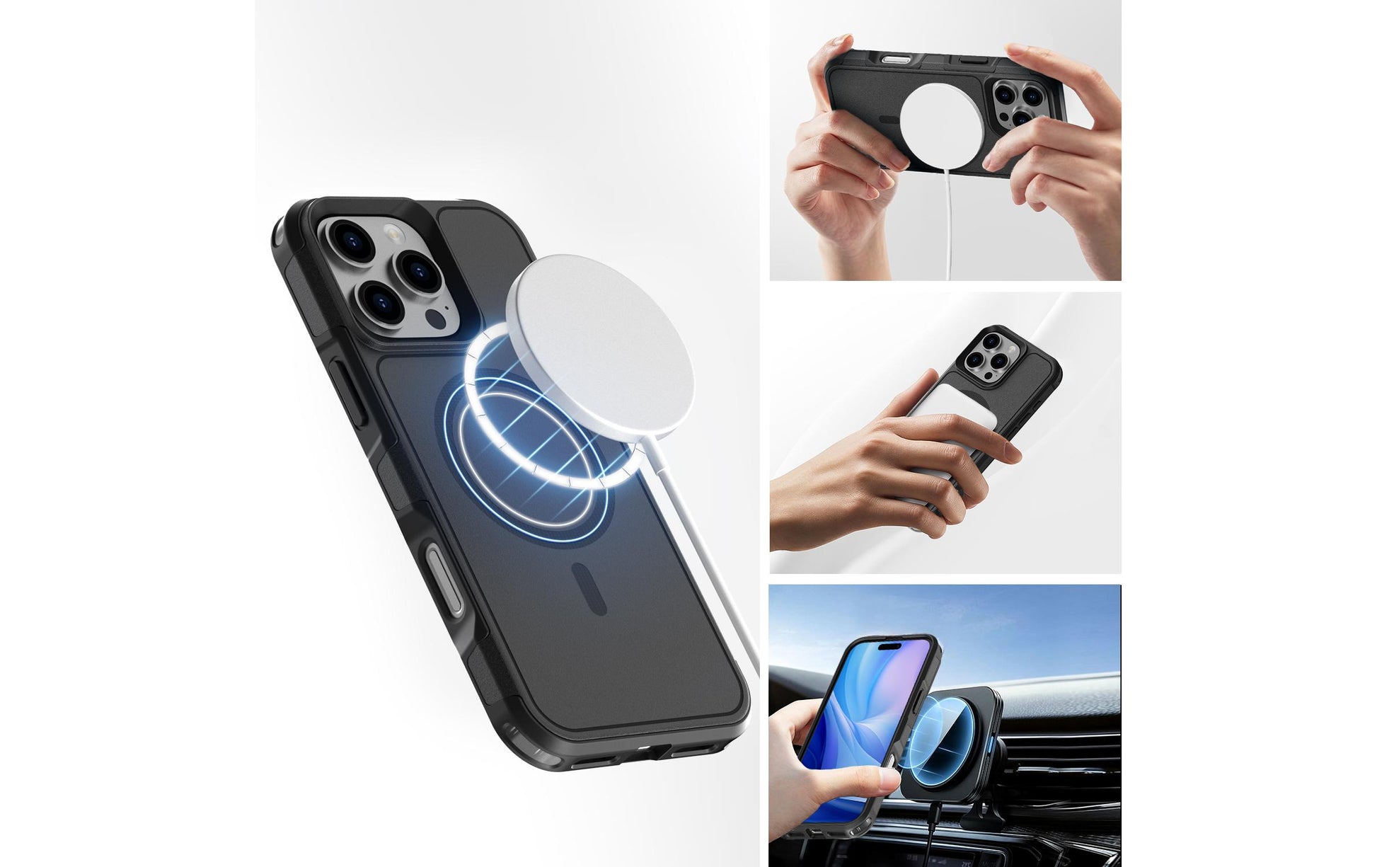 4smarts Defend – Backcover – für Apple iPhone 16 Pro Max – MagSafe, PC+TPU, schwarz, bis 1,2 m sturzsicher
