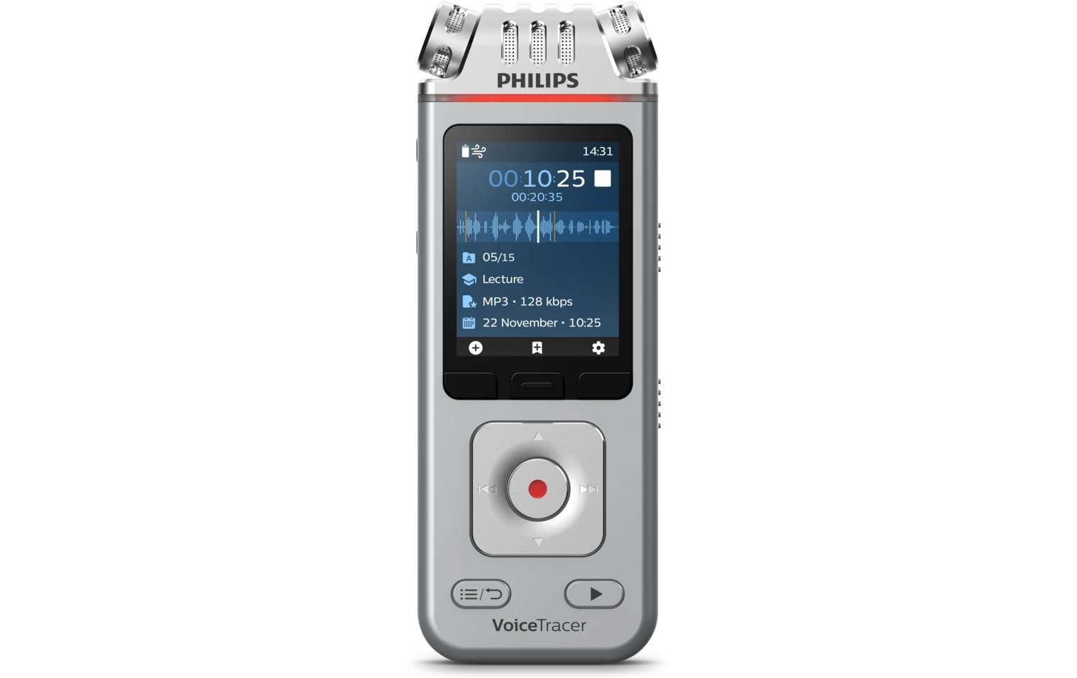 Philips VoiceTracer DVT4115 – Digitales Diktiergerät – 8 GB, 36 h – Silber