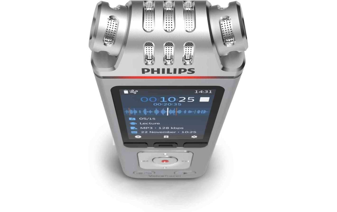 Philips VoiceTracer DVT4115 – Digitales Diktiergerät – 8 GB, 36 h – Silber