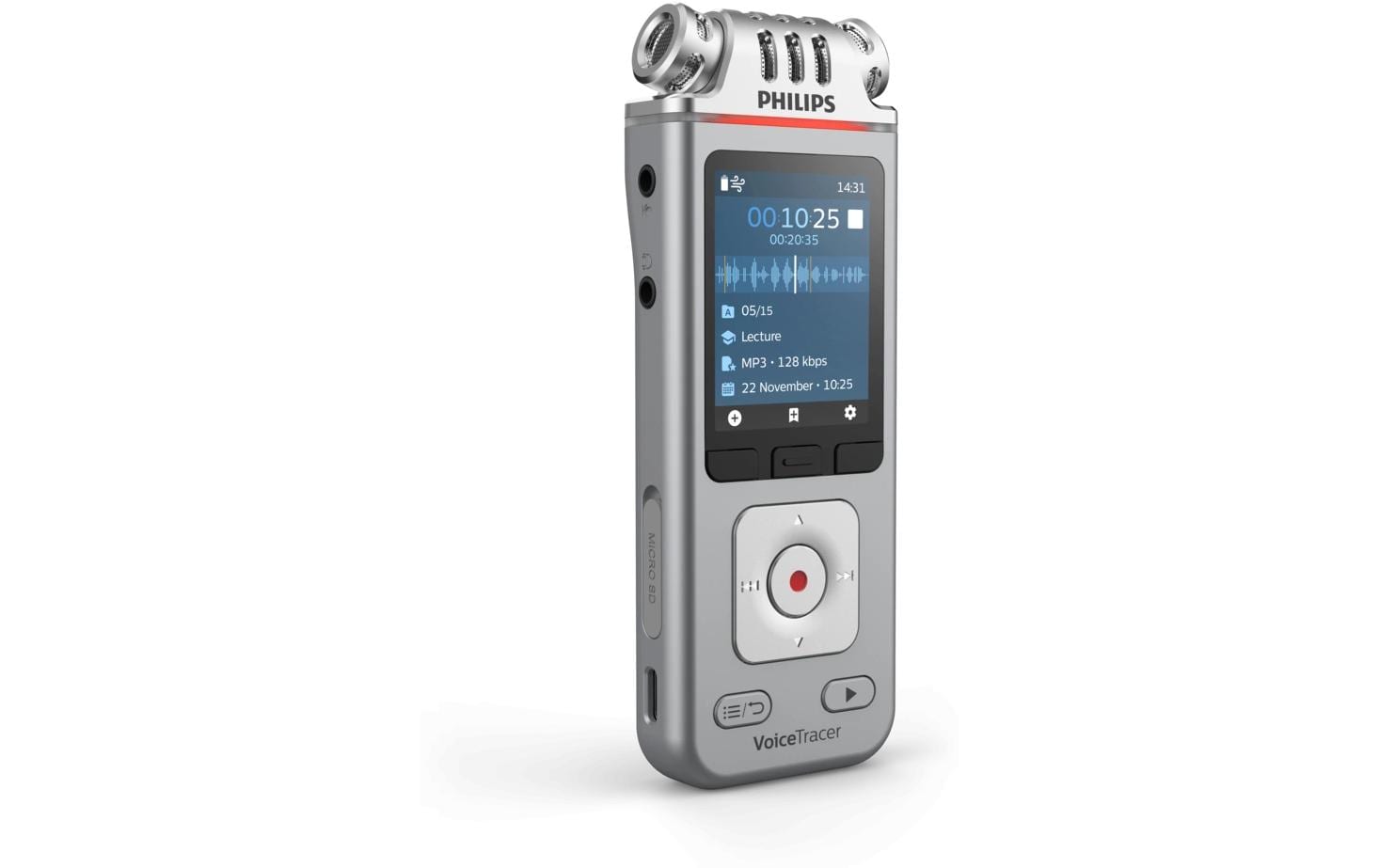 Philips VoiceTracer DVT4115 – Digitales Diktiergerät – 8 GB, 36 h – Silber