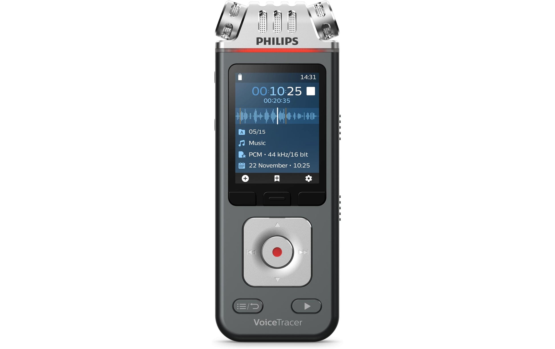 Philips VoiceTracer DVT6115 – Digitales Diktiergerät – 8 GB, 36 h – Silber