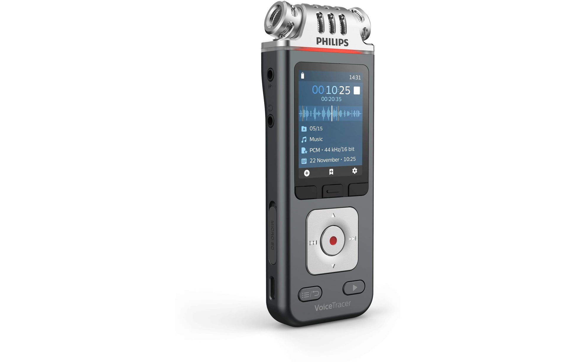 Philips VoiceTracer DVT6115 – Digitales Diktiergerät – 8 GB, 36 h – Silber