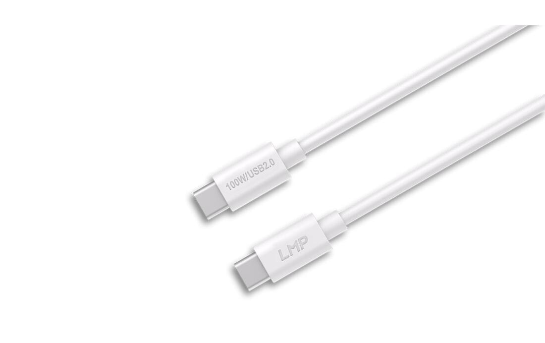 LMP USB-C auf USB-C Kabel – USB 2.0 (480 Mbit/s) – 1 m – PD 100 W – Weiss – für iPhone 15 und mehr