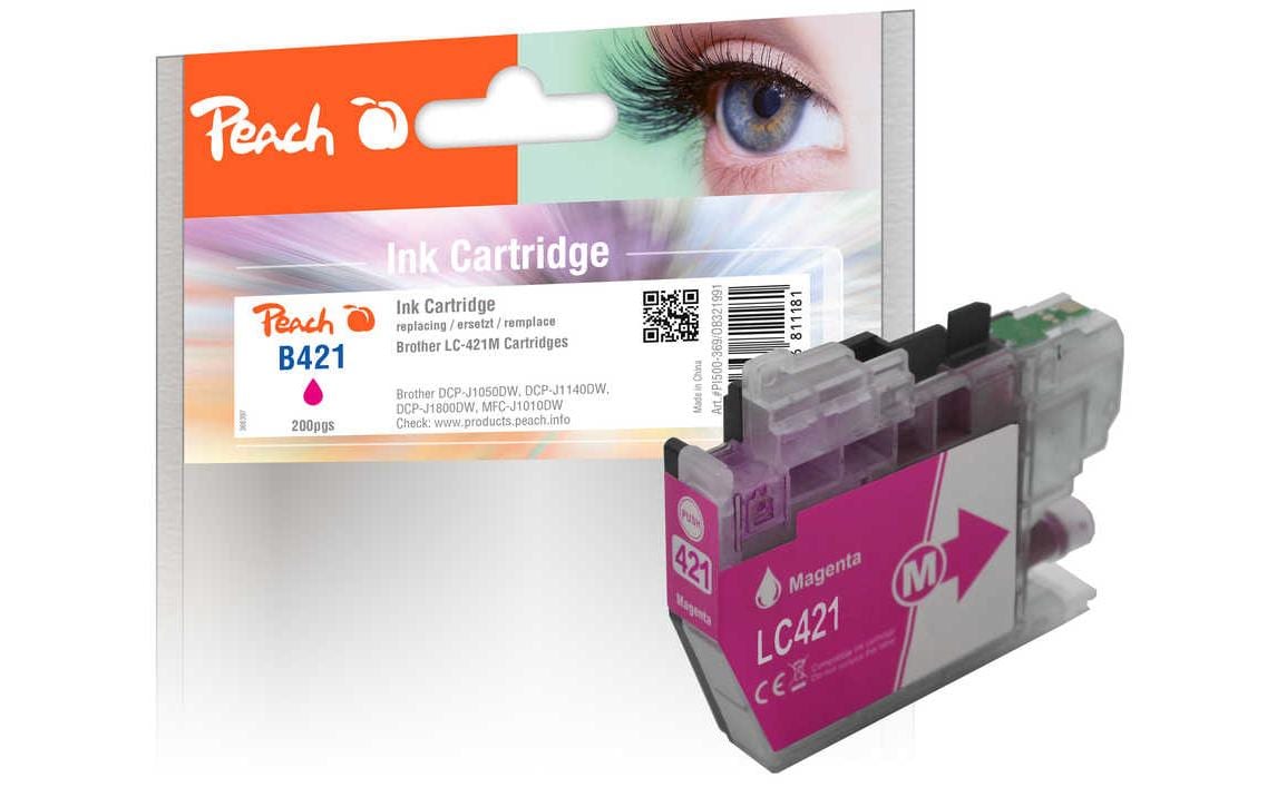 Peach LC-421 Magenta Tintenpatrone (Kompatibel) – 200 Seiten – für Brother DCPJ 1050/1140/1800, MFCJ 1010 DW