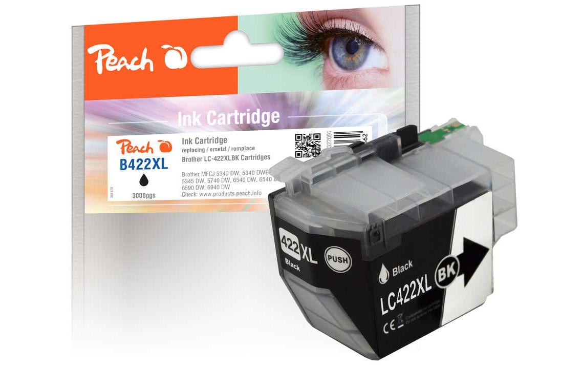 Peach Tintenpatrone LC-422XL, Schwarz, 3'000 Seiten, kompatibel – für Brother MFCJ 5340/5345/5740 u. a.