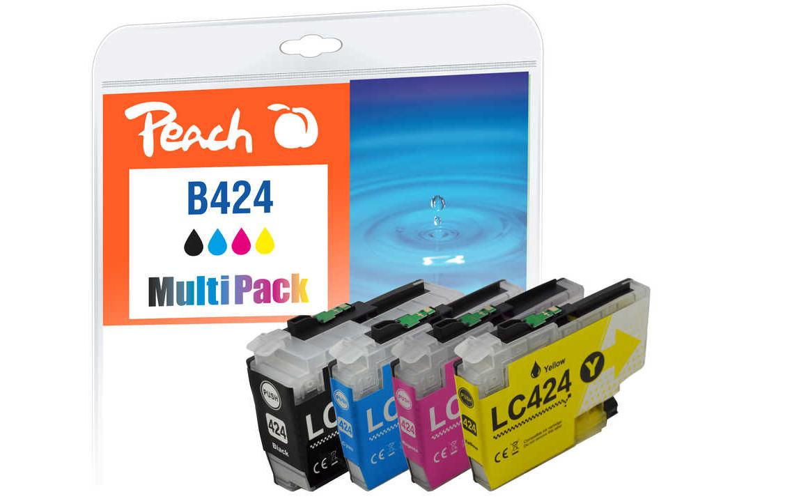 Peach LC-424 Tintenpatronen-Multipack, Schwarz/Cyan/Magenta/Gelb (Kompatibel) – für Brother DCPJ 1200 W/DW/WE