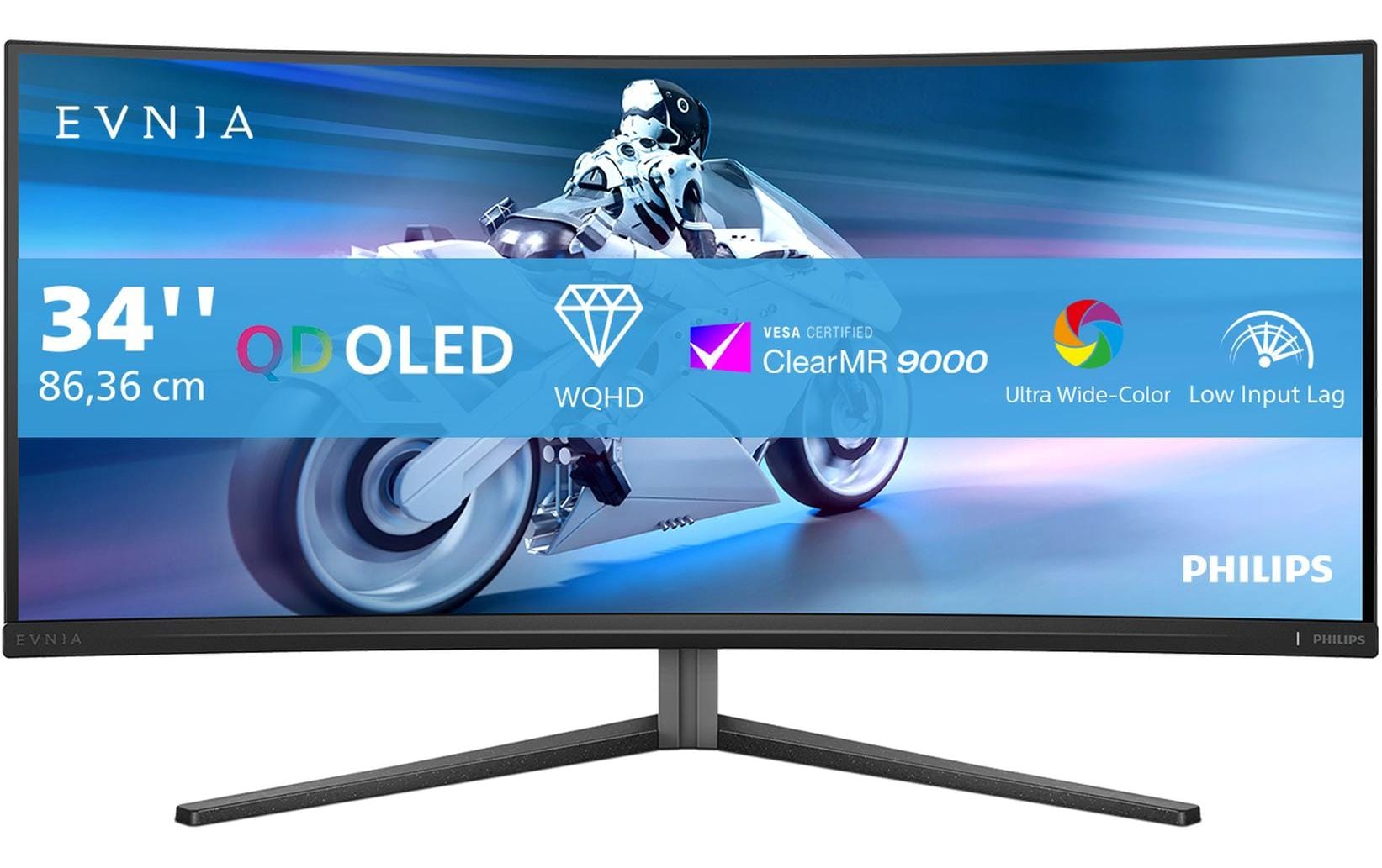 Philips Evnia 34M2C6500/00 – Monitor, 34", 450 cd/m², Gebogen, FreeSync Premium Pro, VESA 100 × 100, Weiss