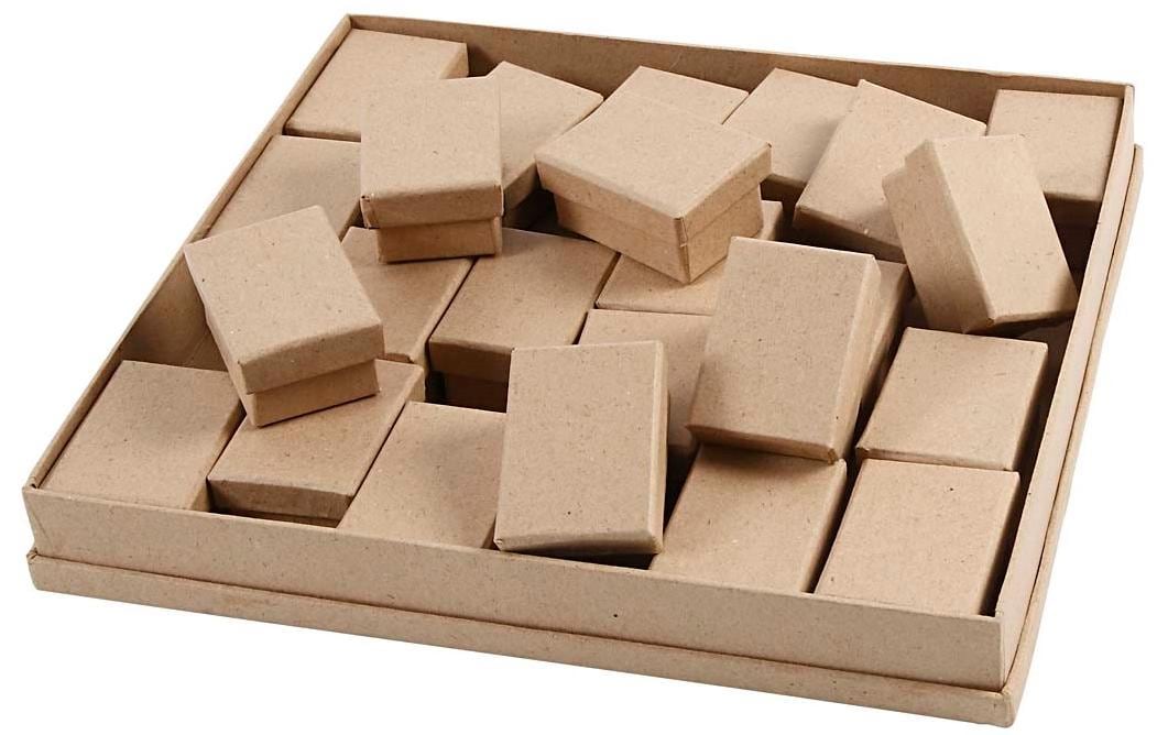 Creativ Company Aufbewahrungsbox – 70 × 50 × 35 mm, Papier, mit Deckel, natur – 24 Stk.