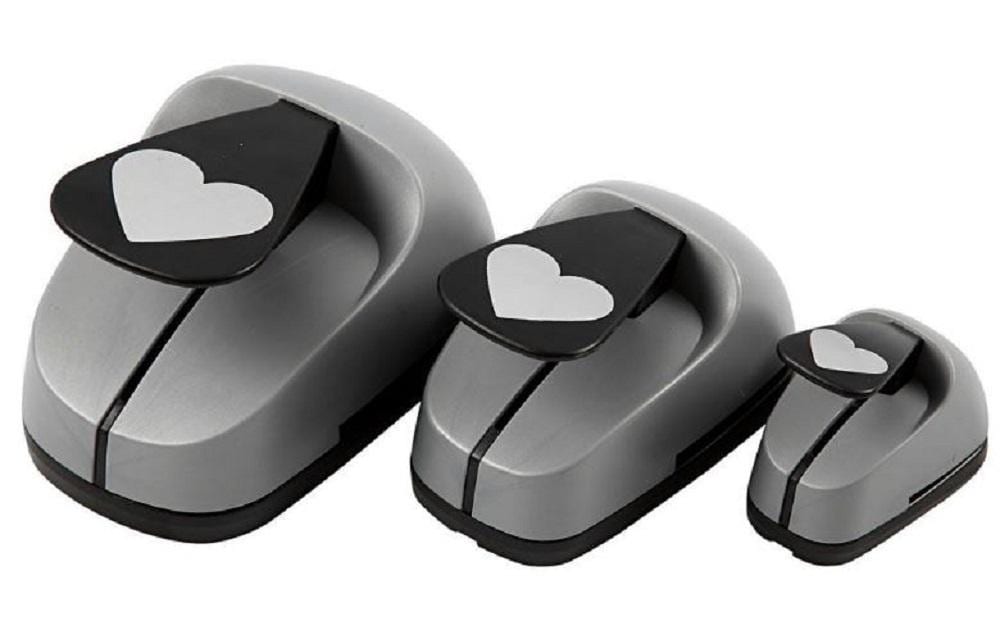 Creativ Company Motivstanzer Herz, Ø 25 mm, schwarz, grau, 3 Stück