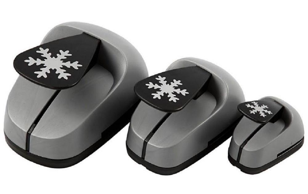 Creativ Company Ausstechförmchen – Schneeflocken – 3 Stück – Ø 75 mm – Schwarz/Grau – für Papier