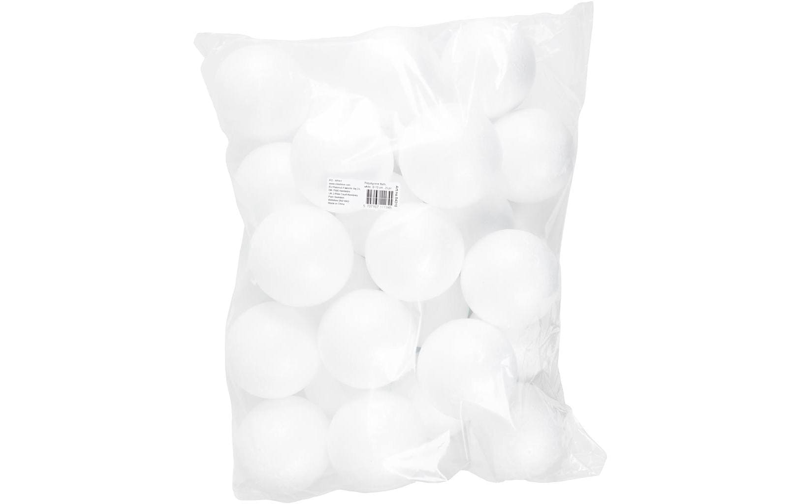 Creativ Company Styropor-Kugeln, Polystyrol, Weiss, Ø 10 cm, 25 Stk.