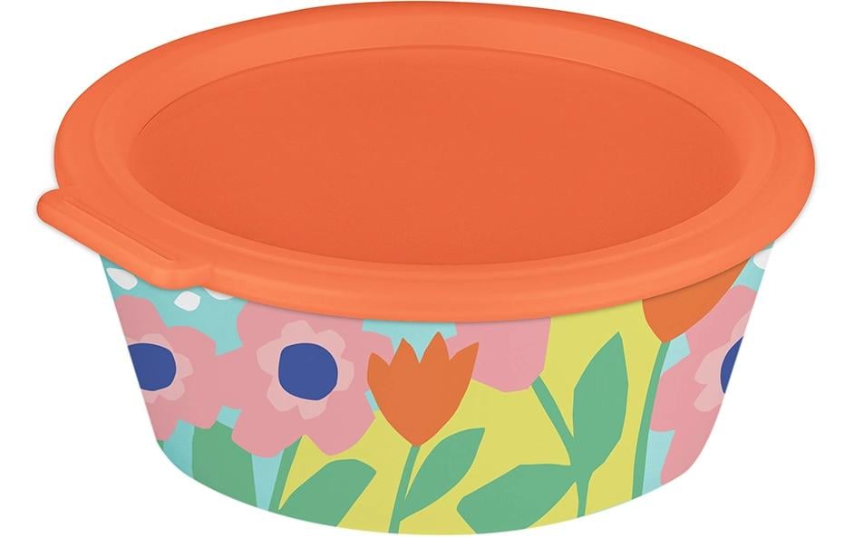Koziol Schale Nora Blooms – 1,3 l, Ø 18,8 cm, Kunststoff (biozirkulär), mit Deckel, spülmaschinenfest