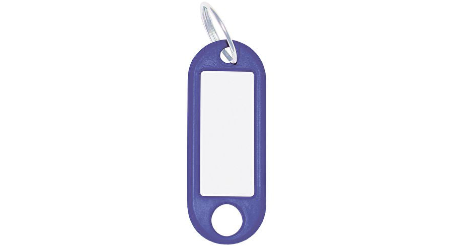 Wedo Schlüsselschild – Blau, Kunststoff, Beschriftungsfeld 32 × 14 mm, B 21 × H 52 × T 52 mm, 10 Stk.