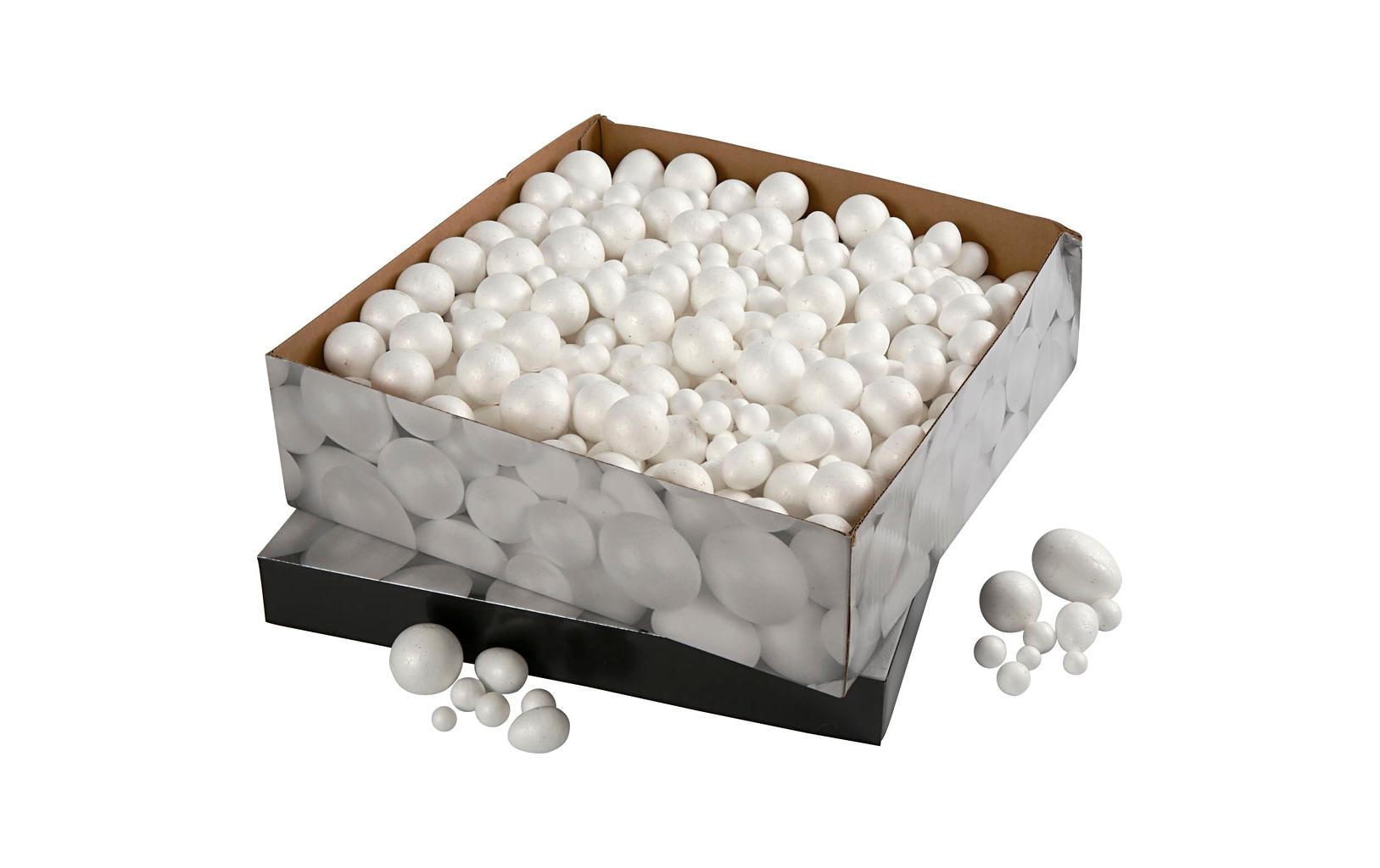 Creativ Company Styropor-Kugeln und -Eier, Polystyrol, Weiss, 550 Stk.
