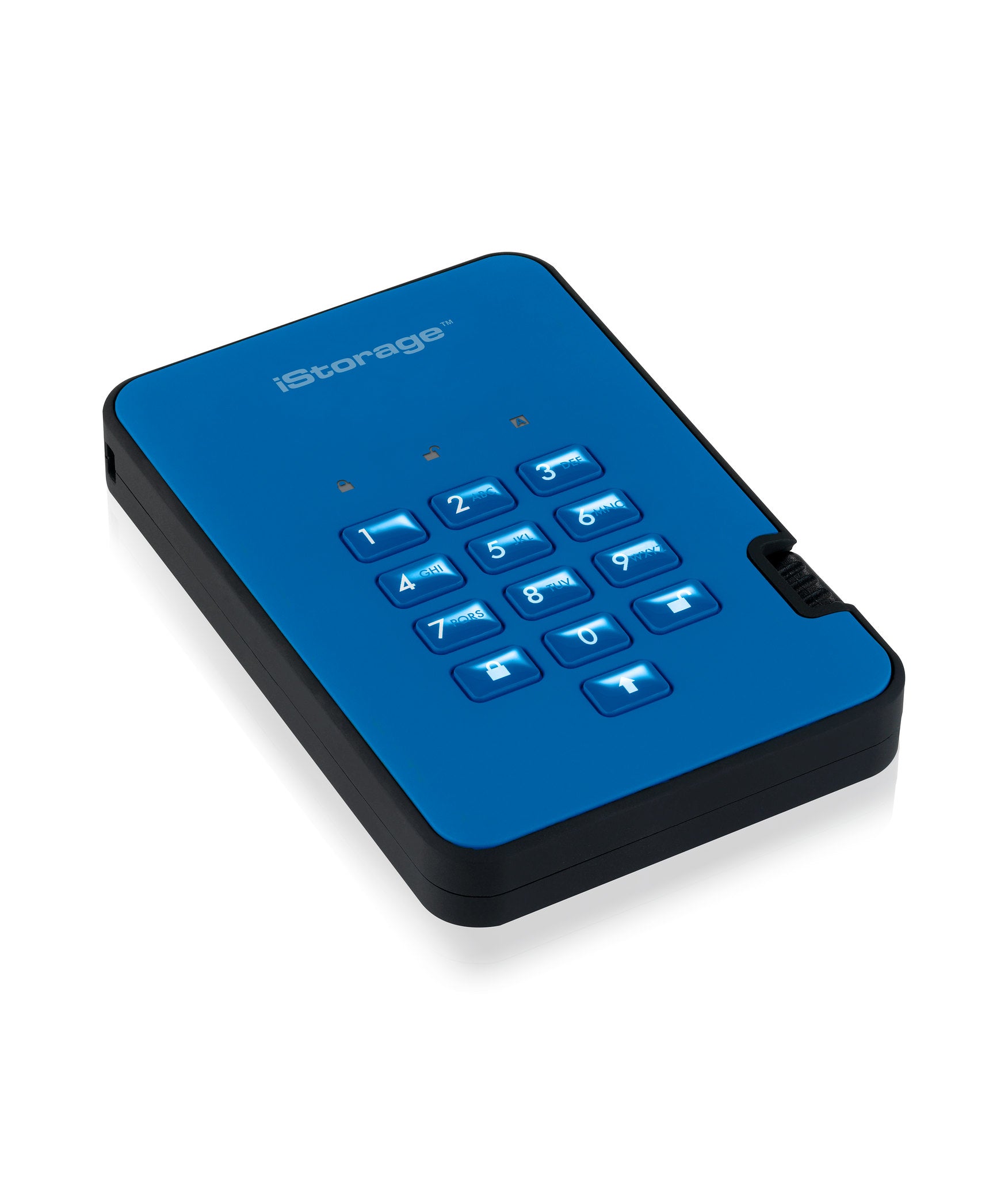 iStorage diskAshur2 – 1 TB HDD, USB 3.2 Gen 1, 5400 U/min, 256-Bit AES-XTS, Blau