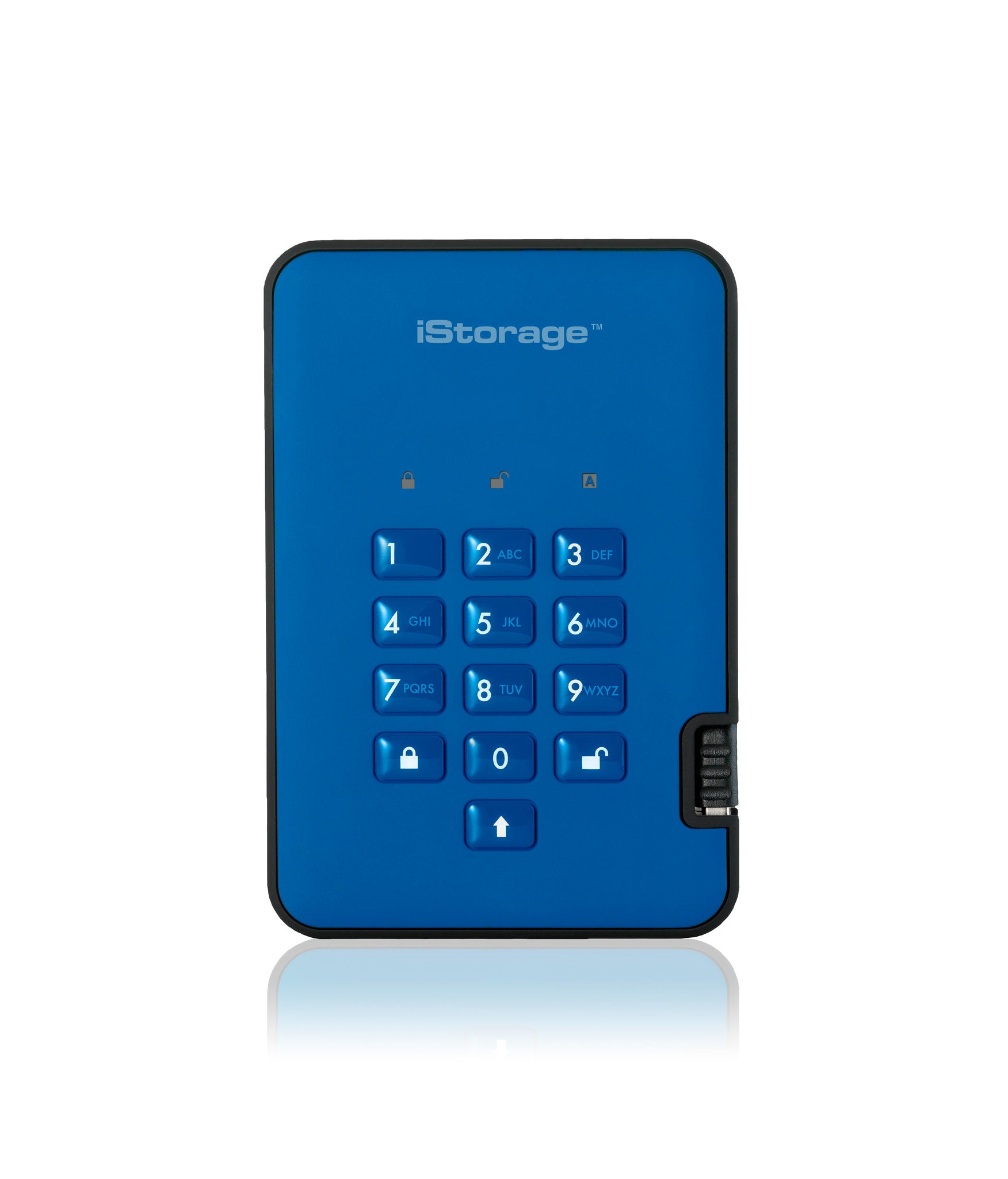 iStorage diskAshur2 – 1 TB HDD, USB 3.2 Gen 1, 5400 U/min, 256-Bit AES-XTS, Blau