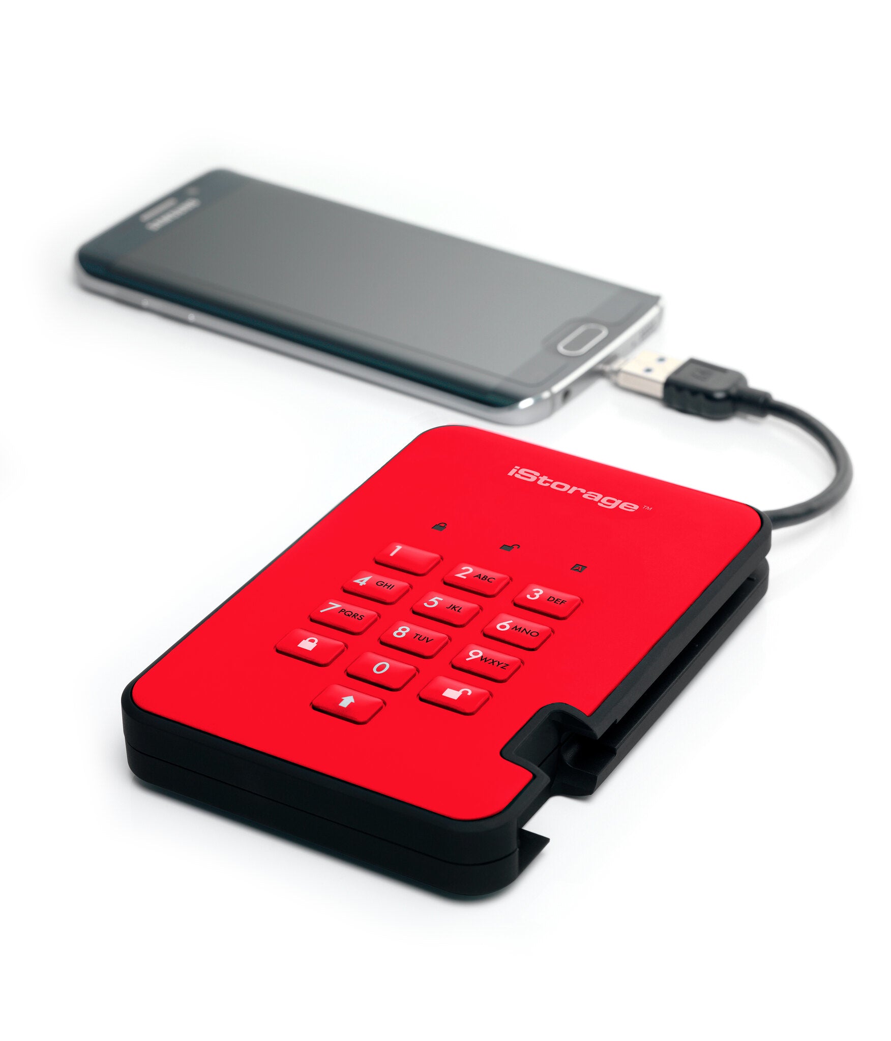 iStorage diskAshur2 256GB 256-bit – 2,5" SSD, USB 3.2 Gen 1 (USB Typ-A), Rot