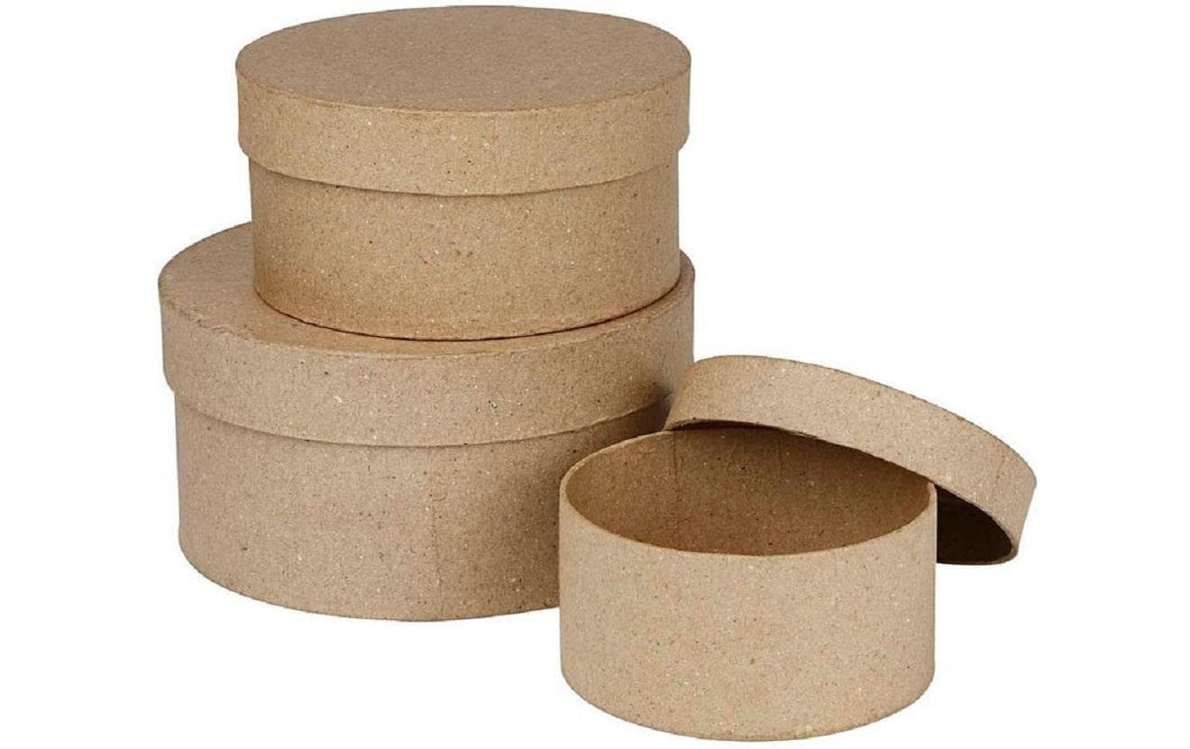 Creativ Company Aufbewahrungsbox 3 Stück (mit Deckel) – Papier – Natur