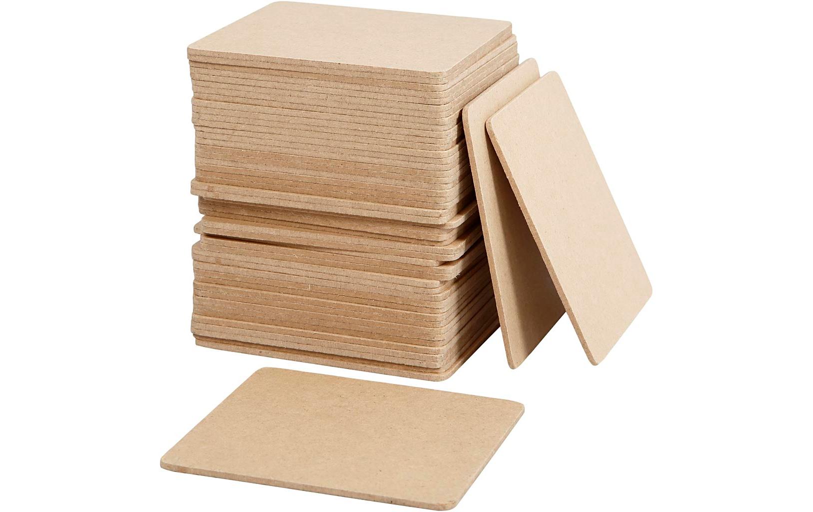 Creativ Company Untersetzer – 50er Set, 10,0 × 10,0 × 0,3 cm, Holz (MDF), Braun