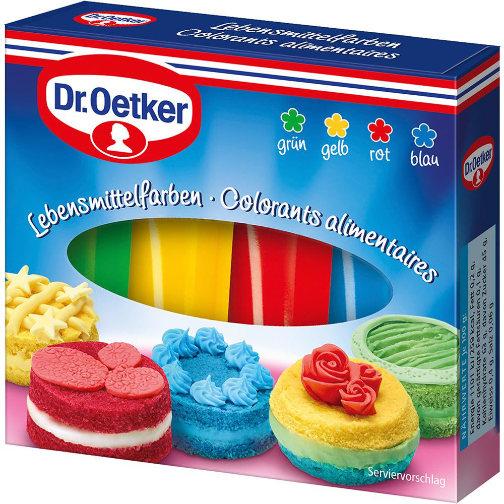 Dr. Oetker Lebensmittelfarben Gel, 4 Farben – 40 g